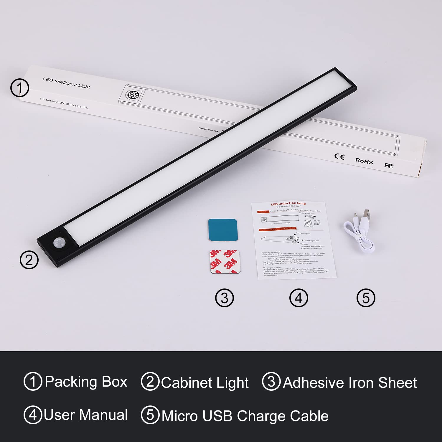 Magnetic Under Cabinet Lights - 8 Inch Rechargeable Motion Sensor Closet Light, Stick-on LED Lighting for Kitchen, Hallway, Stairs, Car & Wardrobe | Perfect for Nighttime Safety & Hands-Free Illumination