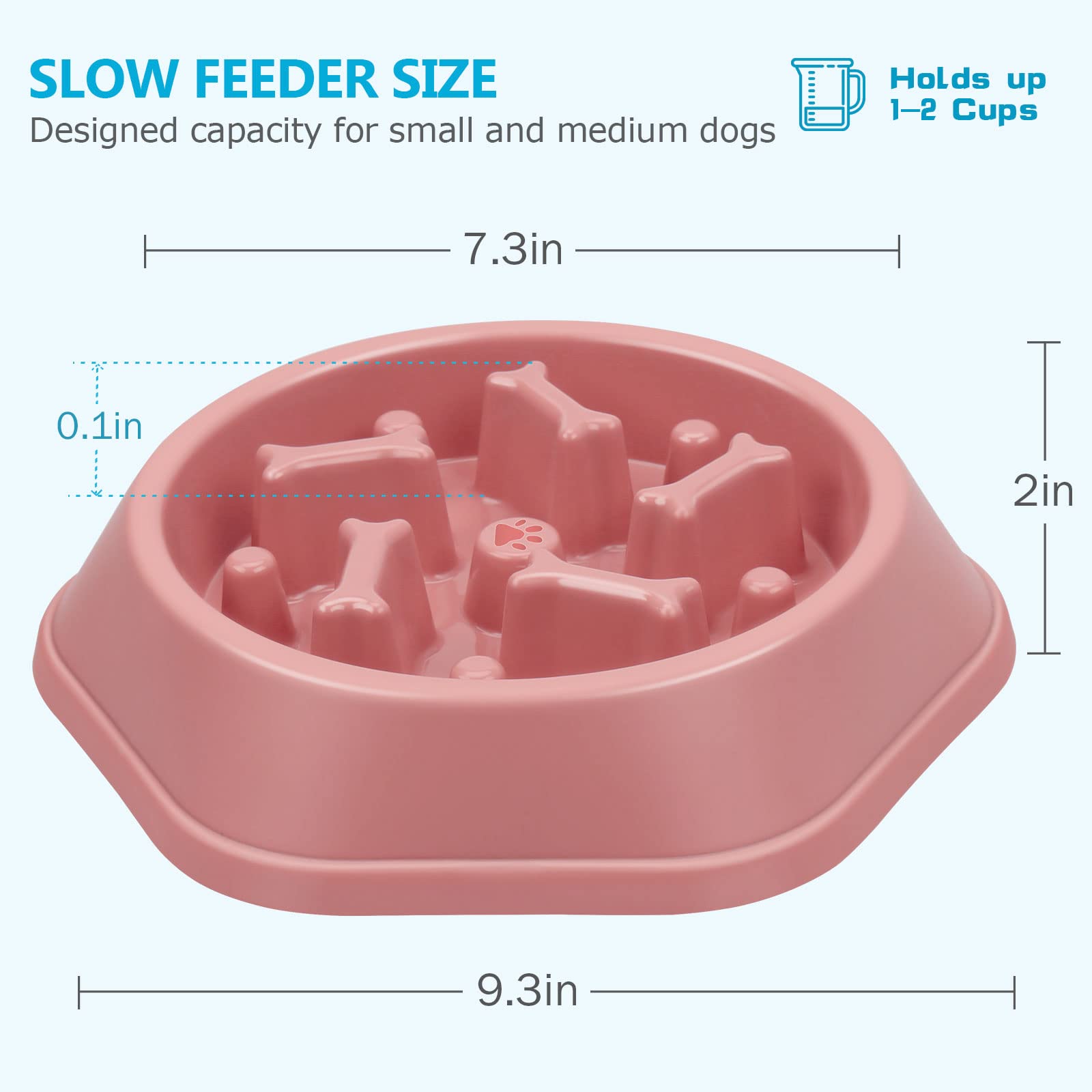 UPSKY Slow Feeder Dog Puzzle Bowl - Interactive Bloat Stop Non-Slip Lick Mat Treat Bowl for Small & Medium Dogs (Pink) | Perfect for Mealtime Enrichment & Anxiety Relief