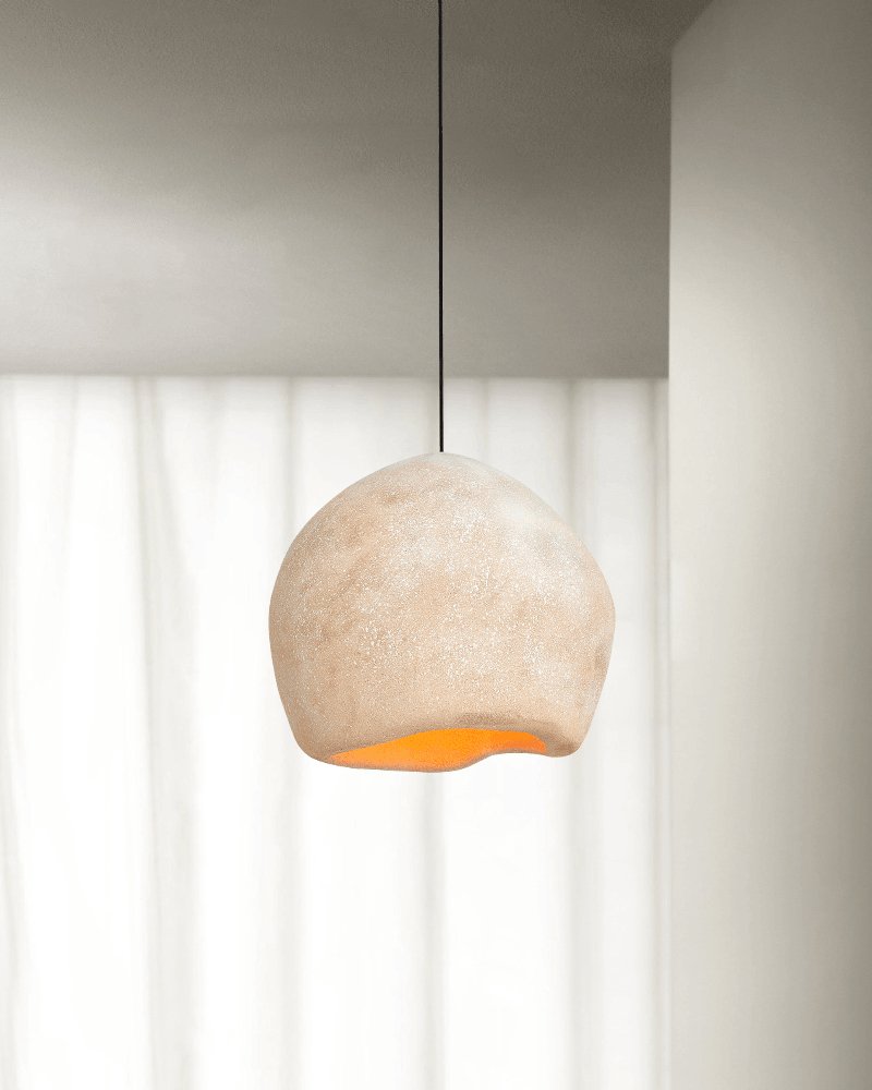 Handmade Crete Pendant Lamp - Modern Boho Rattan Hanging Light Fixture for Dining Room, Bedroom & Living Room Decor | Perfect for Farmhouse, Coastal & Scandinavian Style Homes