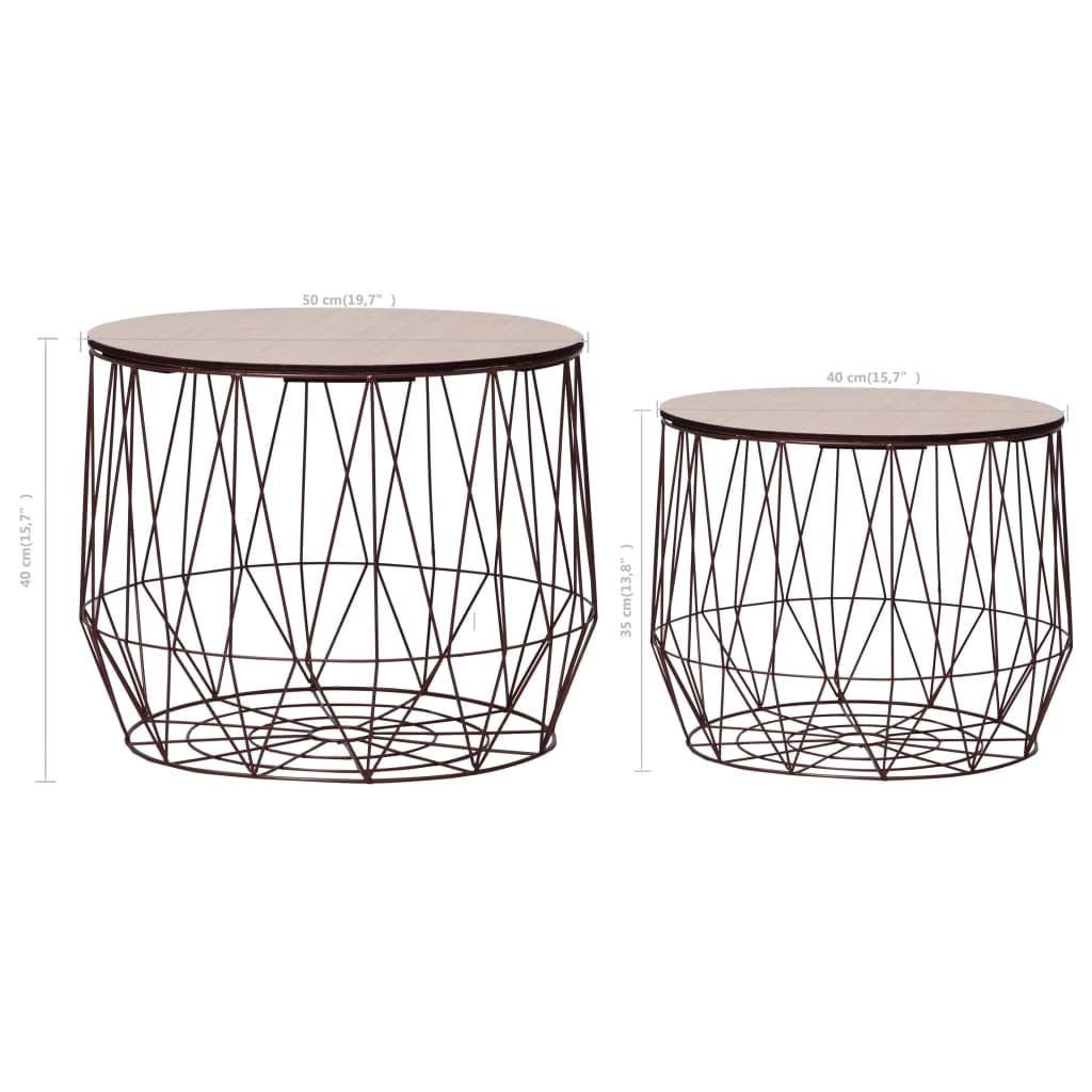 CHARMMA 2-Piece Copper Coffee Table Set - Modern Living Room Furniture for Home Decor & Small Space