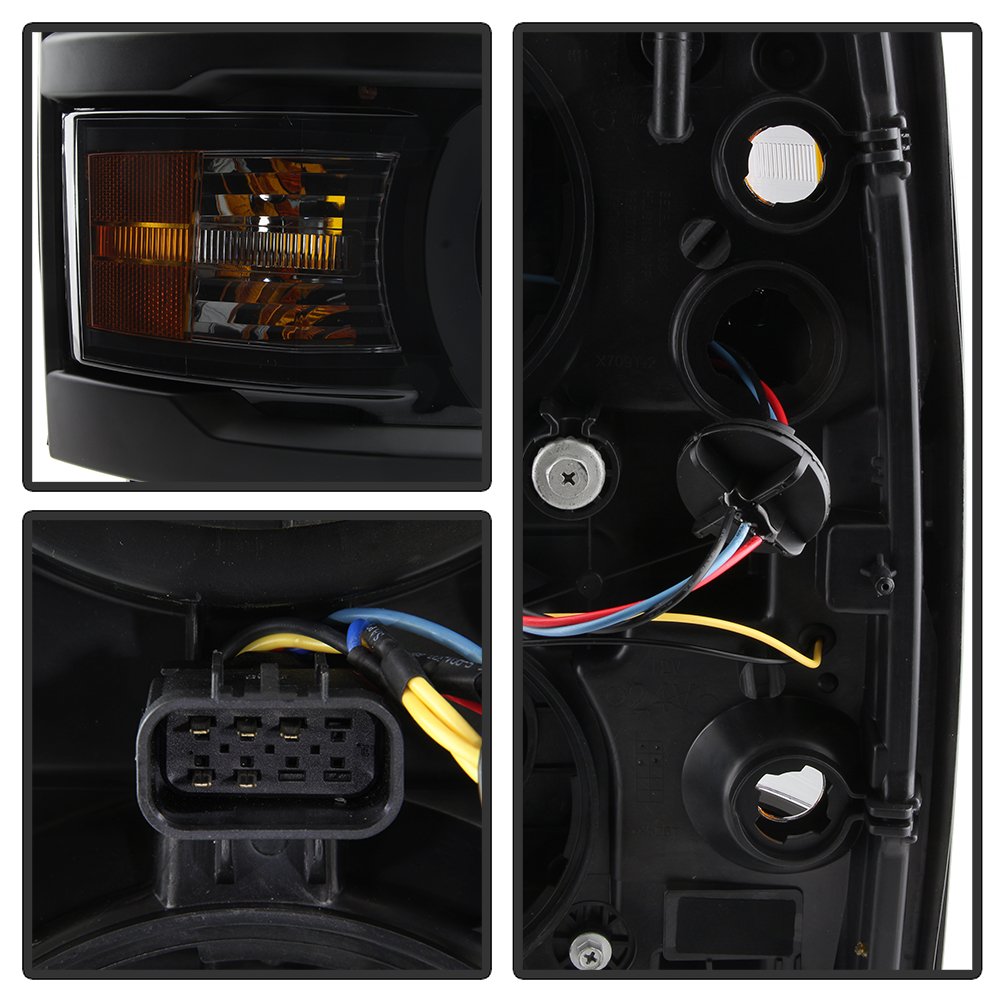 High Performance LED Light Tube DRL Headlights for Chevy Silverado 1500 (2014-2015) - Black/Smoked Lens - Upgrade Your Truck's Style & Visibility for Night Driving & Off-Road Adventures