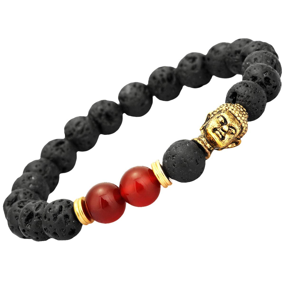 Natural Lava Rock Beads Bracelet for Men & Women - 8mm Chakra Healing Stone Bracelet with Aromatherapy Essential Oil Diffuser | Yoga, Meditation & Spiritual Gift