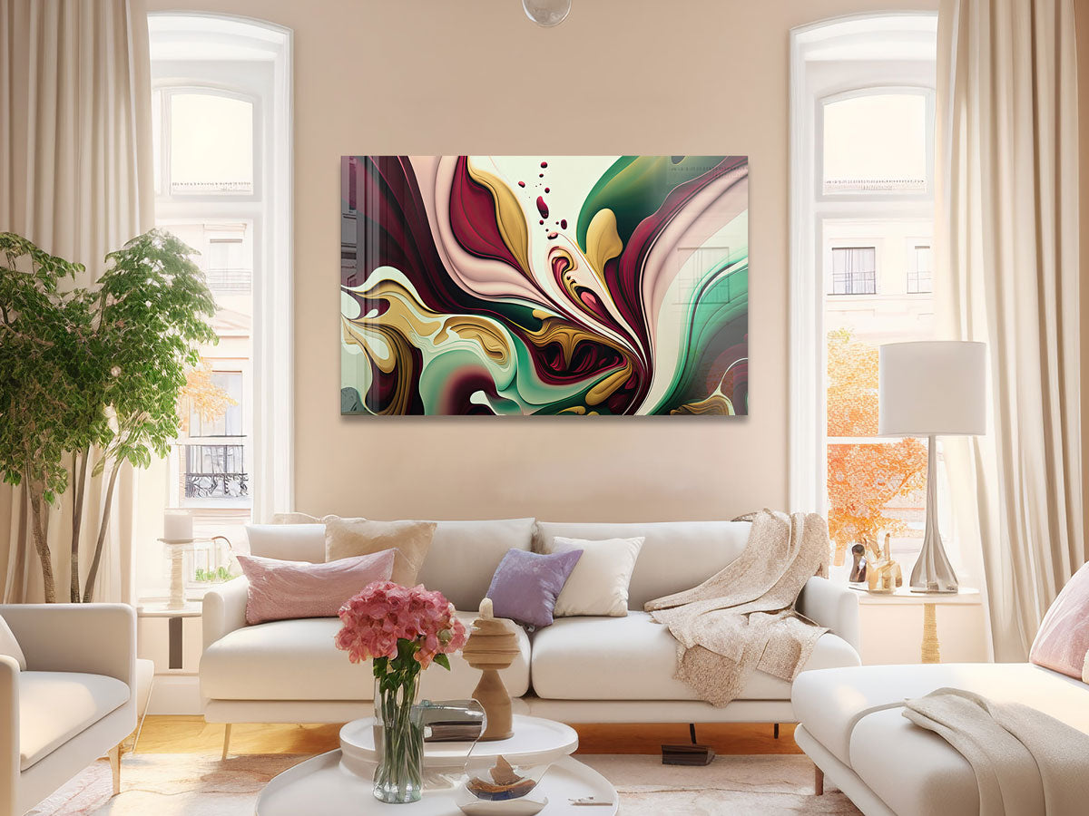 Red & Green Abstract Wall Art - Modern Canvas Painting for Home & Office Decor - Perfect for Living Room, Bedroom, or Workspace