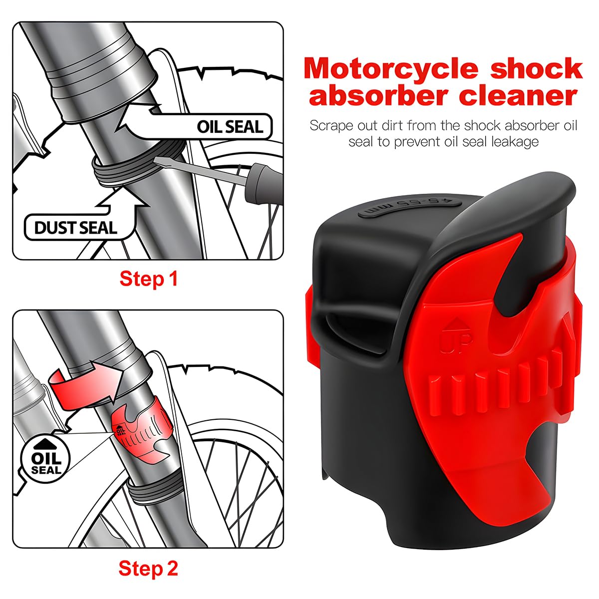 BESULEN 2Pcs Motorcycle Fork Seal Cleaner Tool - Universal for Dirt Bike & Shock Absorber Repair - Oil Seal Removal for Smooth Riding
