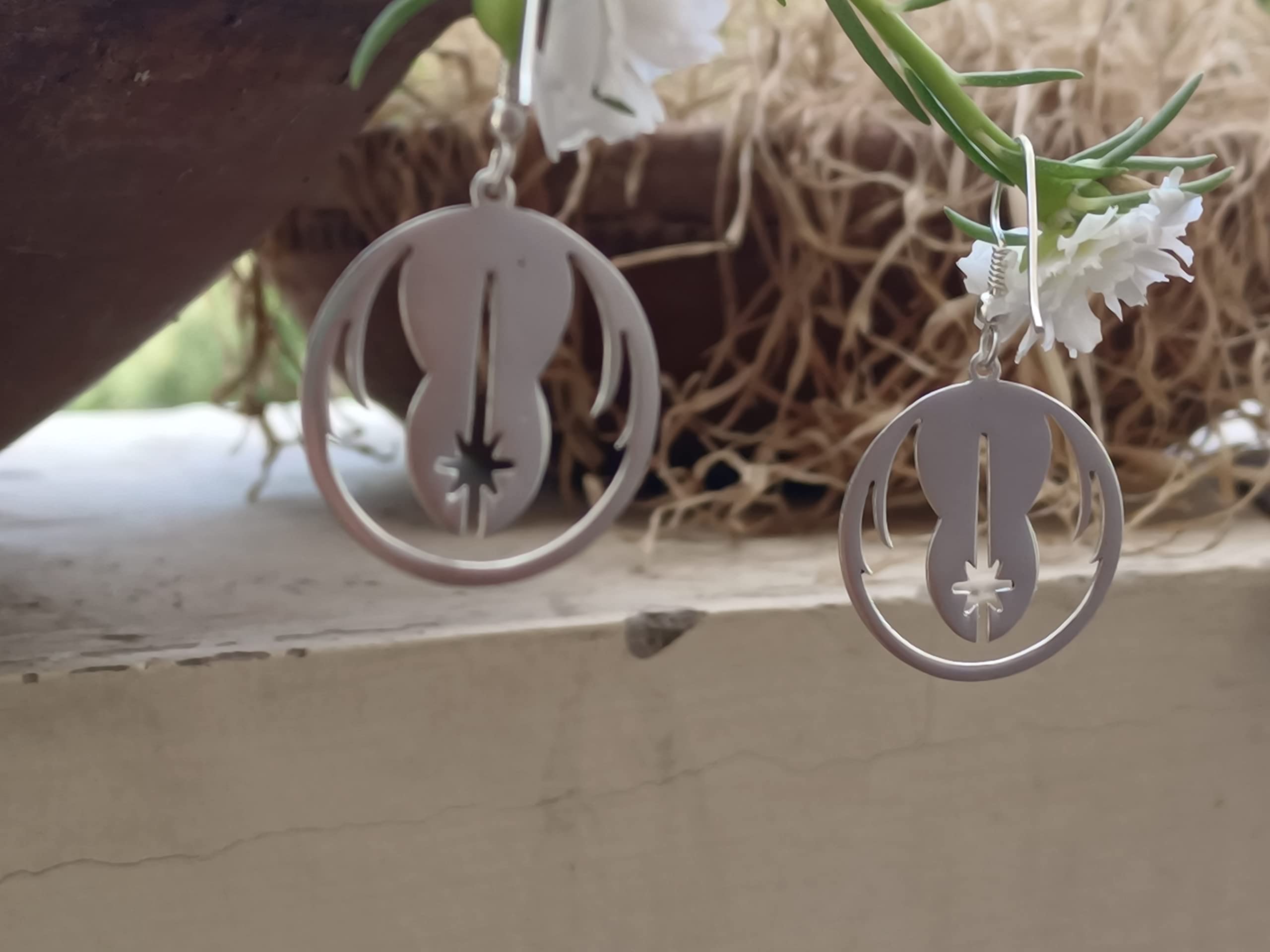 Rebel Alliance Jedi Order Stainless Steel Earrings for Women - Lightweight Dangle Hoop Earrings Fashion Jewelry - Trendy Drop Fishhook Earrings - Star Wars Inspired Galactic Accessory - Perfect Gift for Fans, Cosplay & Everyday Wear