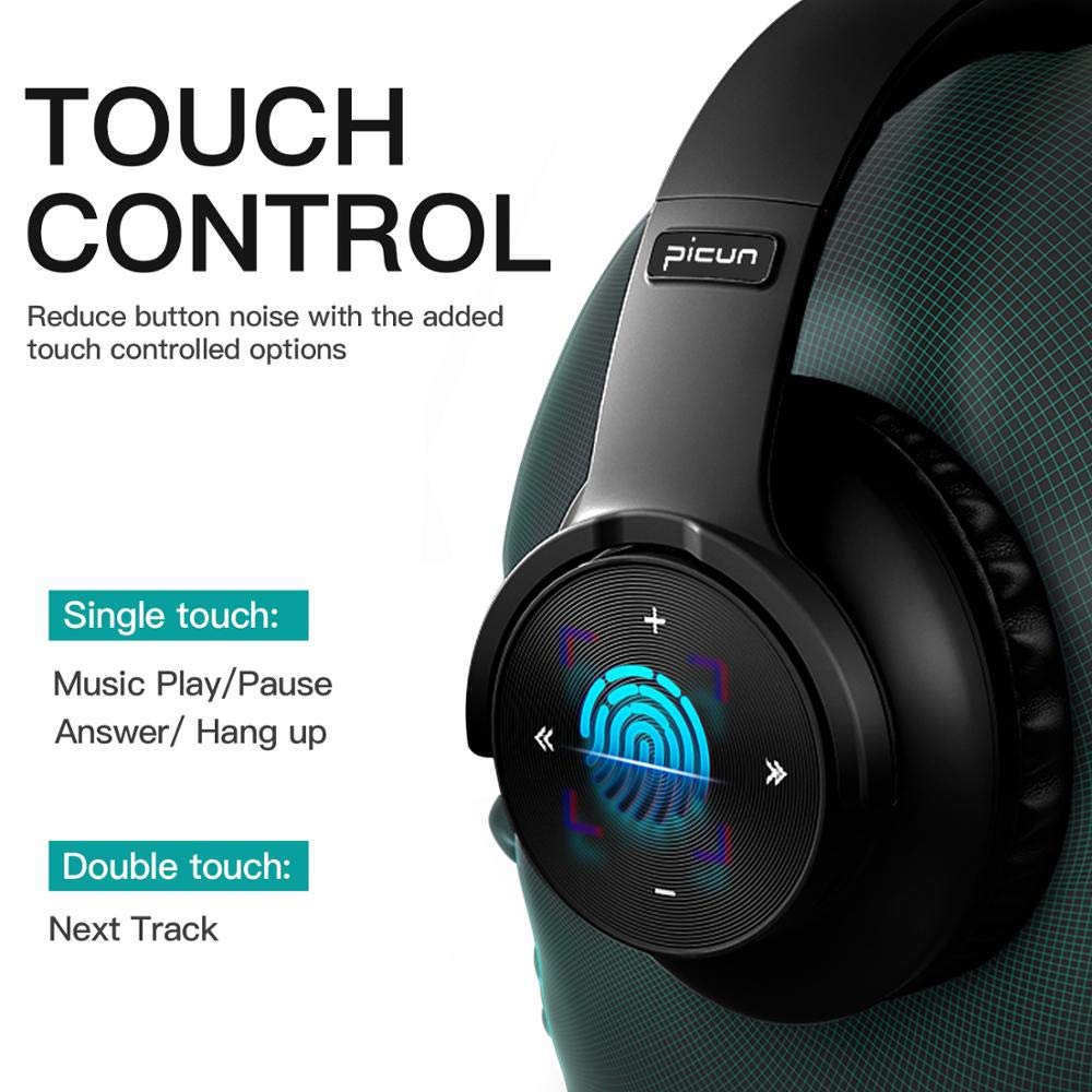 Foldable Bluetooth Headphones with Deep Bass, 3D Stereo & Noise Cancelling - Wireless Over-Ear Headset for Computer, Mobile Phone - Perfect for Travel, Work & Gaming (Black)