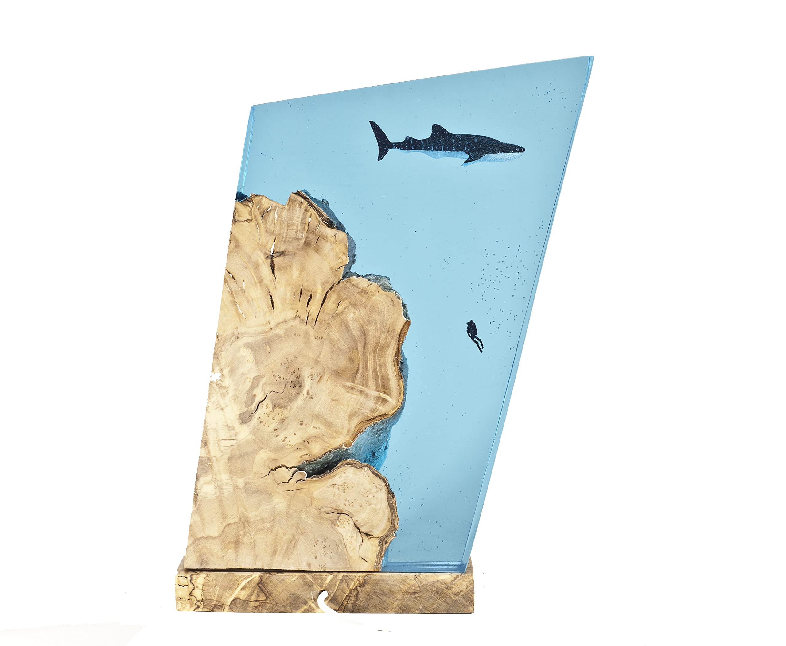 Epoxy Resin Lamp - Handmade Whale Art & Sea Animals Night Light, Unique Resin Epoxy Bedside Lamp with Whale Shark Design, Mood Lighting for Home Decor, Nature-Inspired Original Artwork | Perfect for Bedroom, Living Room & Office Ambiance