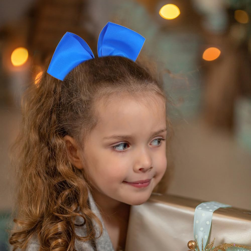 12-Pack 5-Inch Large Grosgrain Ribbon Cheer Bows with Alligator Hair Clips - Stylish Hair Accessories for Little Girls, Teens & Cheerleaders - Perfect for School, Dance, Sports & Special Occasions