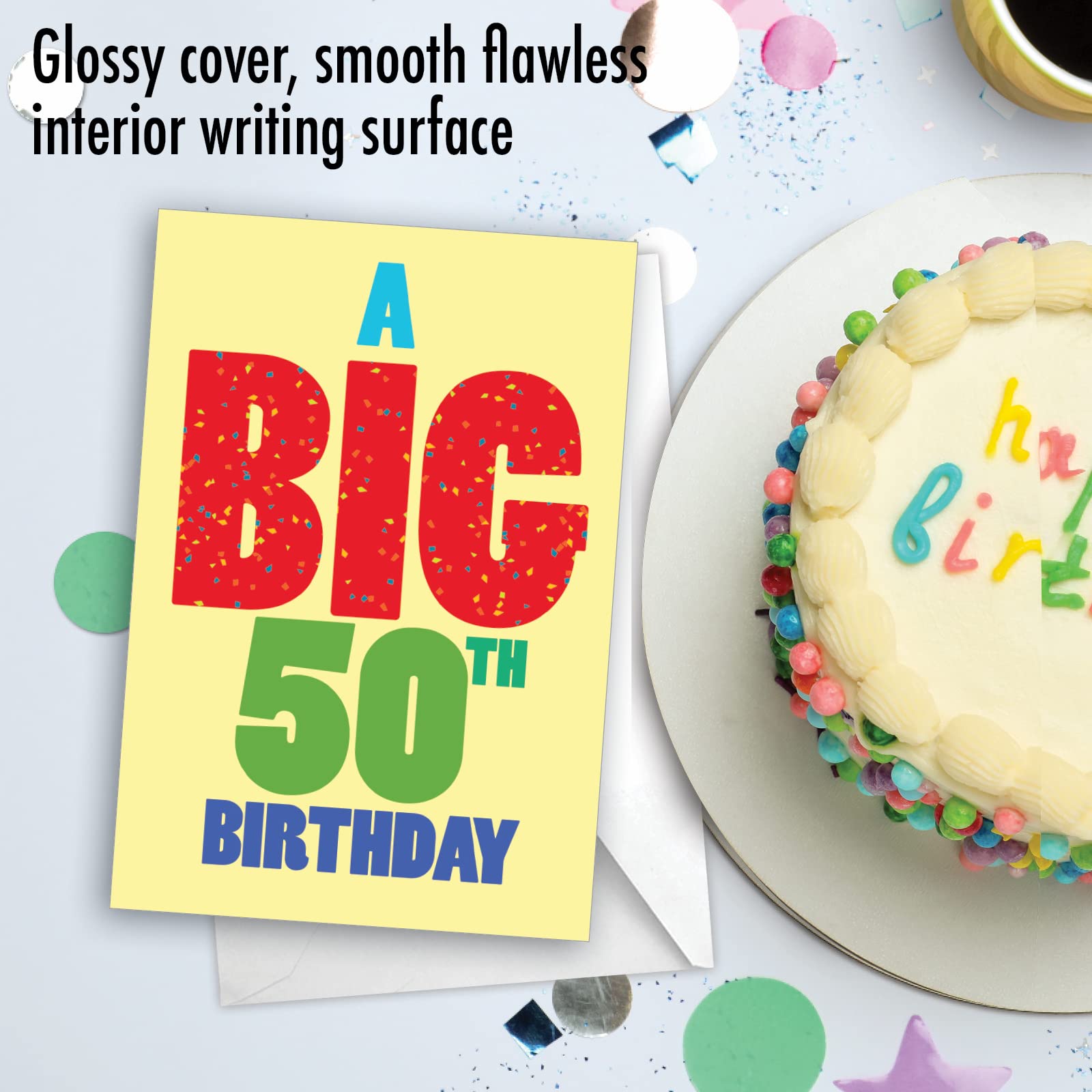 50th Birthday Card with Envelope - NobleWorks 5x7 Inch Milestone Greeting Card for 50th Birthday Celebrations | Perfect for Parties, Anniversaries & Special Occasions
