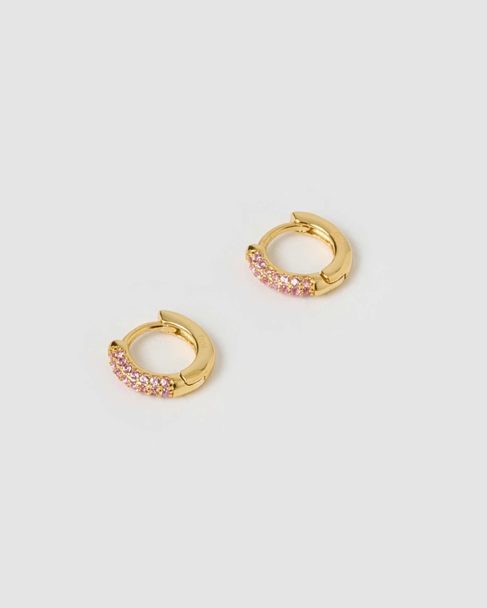 Izoa Coco Huggie Earrings for Women - Pink Gold Plated Hoop Earrings for Everyday Wear, Gift for Her, Trendy Fashion Jewelry for Parties & Date Nights