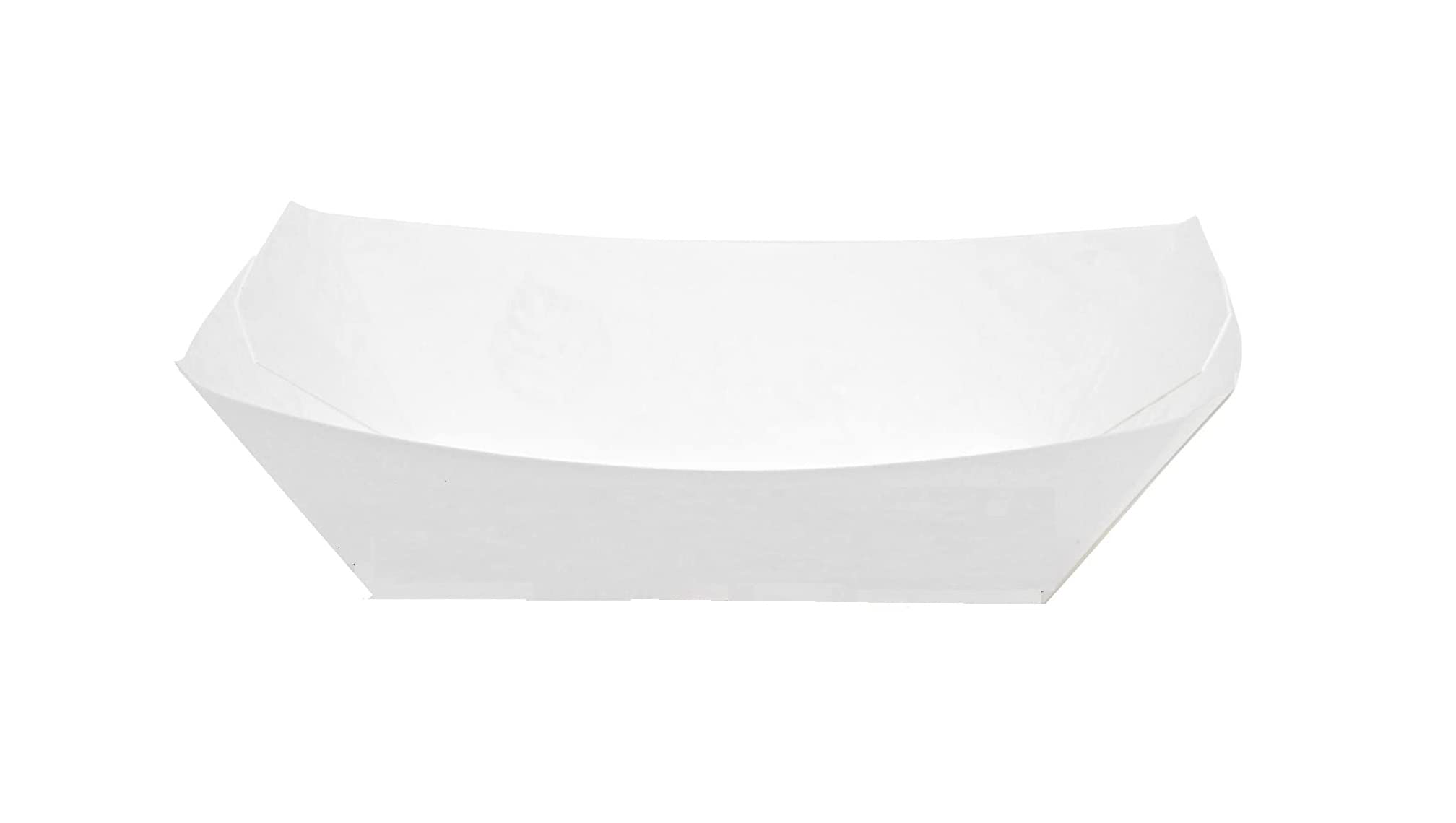 Disposable White Paper Food Trays - 250 Pack (3LB Large Size) | Recyclable Serving Boats for Condiments, Snacks & Concession Food | Grease Resistant | Perfect for Parties, Picnics & Food Service Businesses