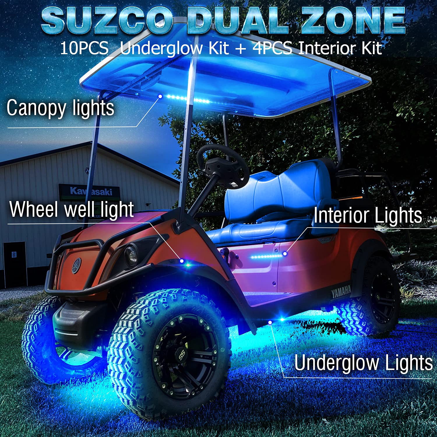 8Pods RGB LED Rock Underglow Underbody Wheel Light Kit with APP/RF/IR Control - Dual-Zone Interior Lighting, Music Sync, Waterproof 12V for Cars, Trucks, SUVs & ATVs - Perfect for Off-Roading, Car Shows & Night Cruising
