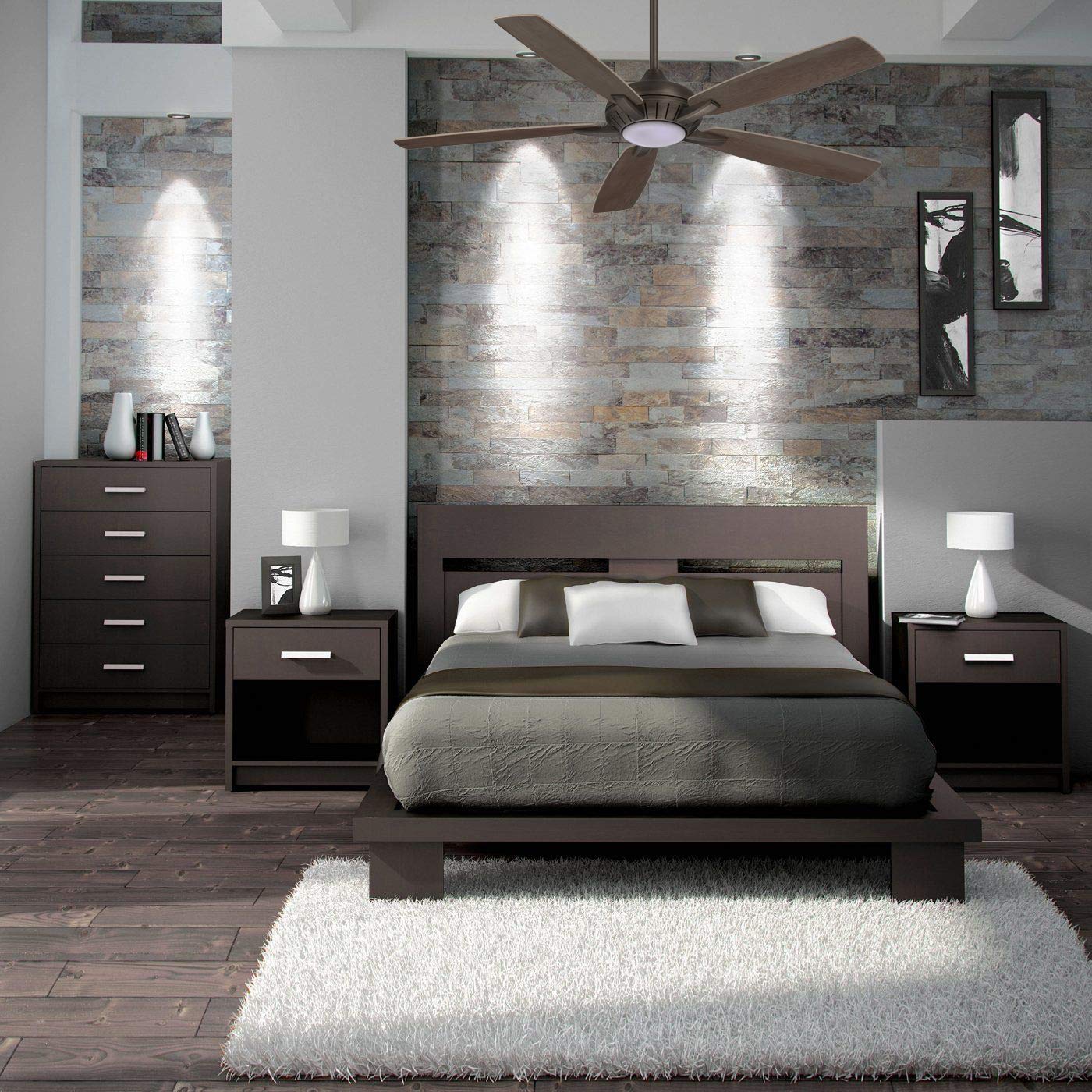 Minka Aire F1001-HBZ Dyno XL 60 Inch Ceiling Fan with LED Light Kit & Remote Control - Heirloom Bronze Finish - Perfect for Living Room, Bedroom & Outdoor Covered Patio