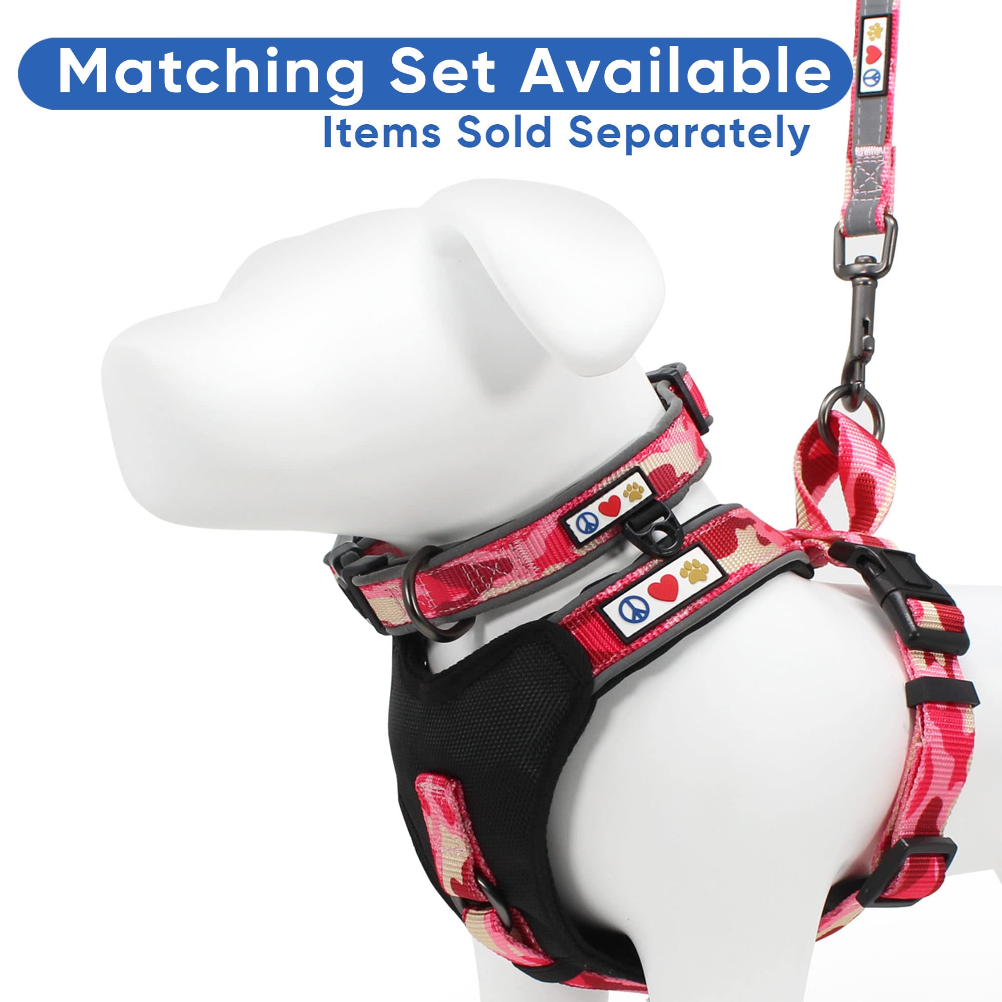 Pawtitas Reflective Padded Dog Harness - Comfortable & Adjustable Pet Vest for Walking, Running & Outdoor Adventures - Small Size in Pink - Great for Night Safety & Daily Use