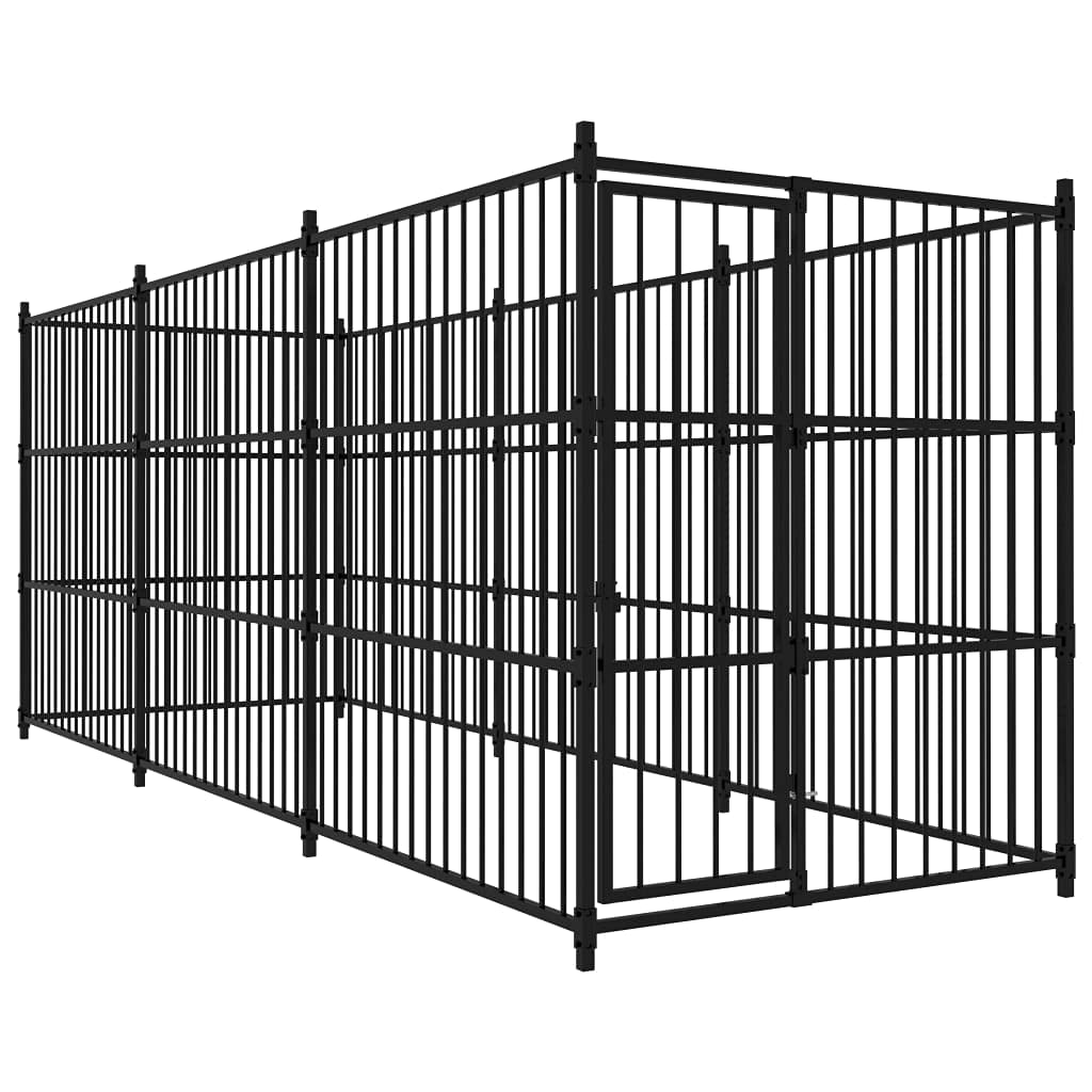 Heavy-Duty Outdoor Dog Kennel with Lockable Gate - 177.2x59.1x72.8 Inch Large Dog Cage for Training, Exercise & Safety | Durable Dog Enclosure for Backyard, Patio & Travel Use