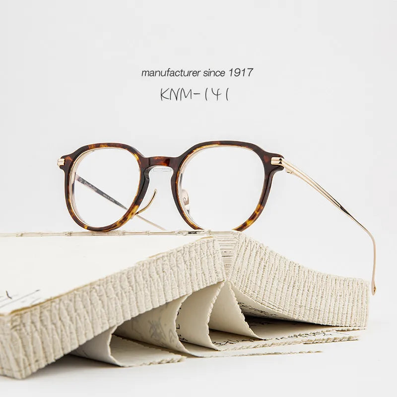 Stylish Unisex Oval & Round Titanium Acetate Eyeglasses Frame - Lightweight Durable Glasses for Men & Women - Perfect for Reading, Work, and Everyday Fashion