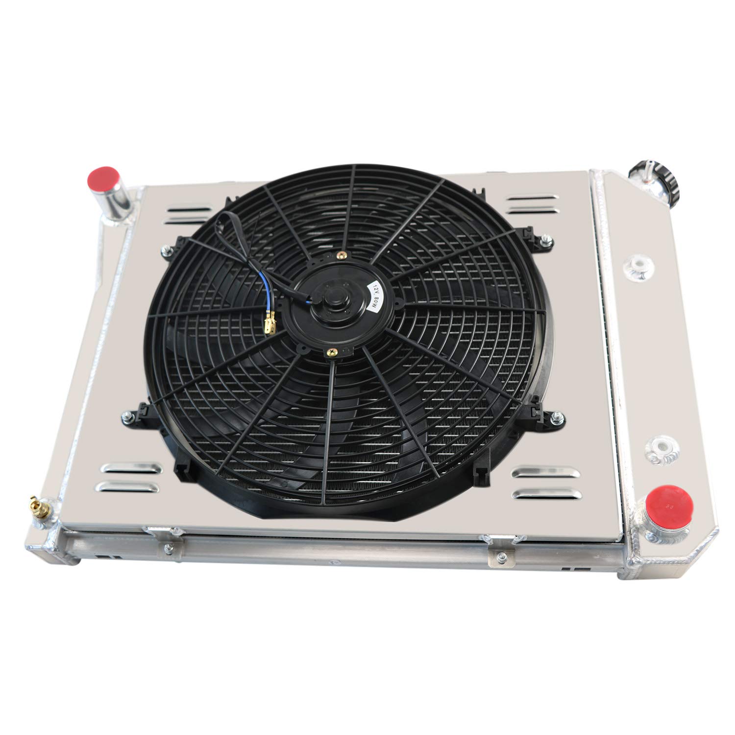 Alloyworks 3-Row Aluminum Radiator with Fan Shroud & Relay Kit - Compatible with 1968-1974 Chevy Nova, 1980-1987 Oldsmobile Cutlass, 1981-1986 Buick Regal - High-Performance Cooling Upgrade for Classic Muscle Cars & Hot Rods