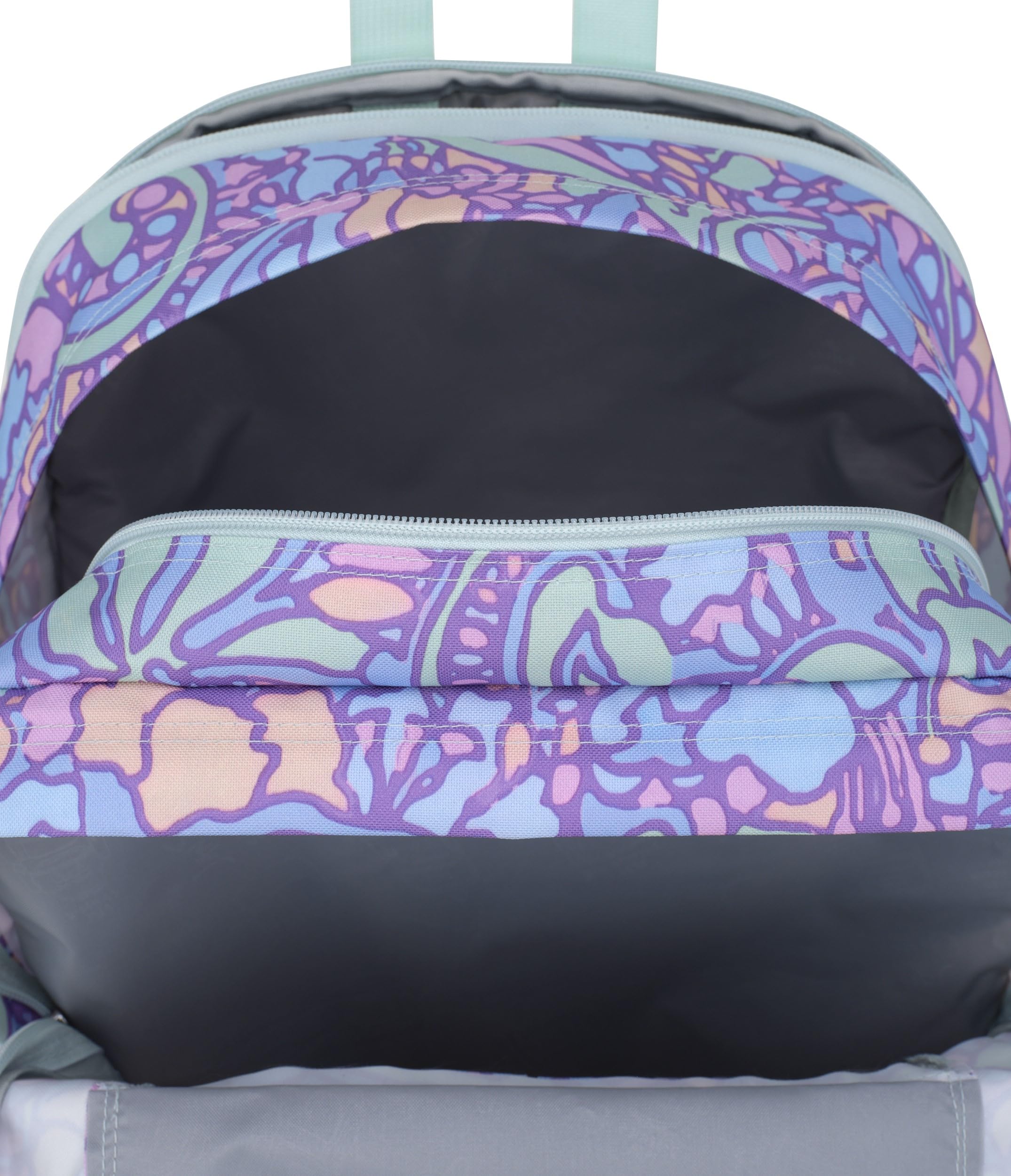 JanSport Main Campus Backpack - Stylish 15-Inch Laptop Backpack for Travel, Work & School with Dual Water Bottle Pockets | Floral Pastel Lilac Design | Perfect for Commuting, College & Outdoor Adventures