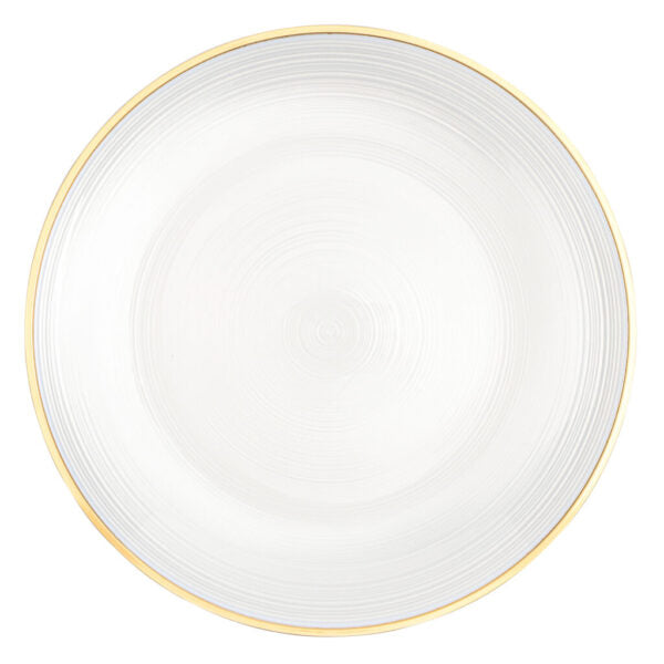 32-Piece Pearl & Gold Plastic Dinnerware Set - Elegant Crystal Design for 16 Guests - Perfect for Weddings, Parties, and Formal Events