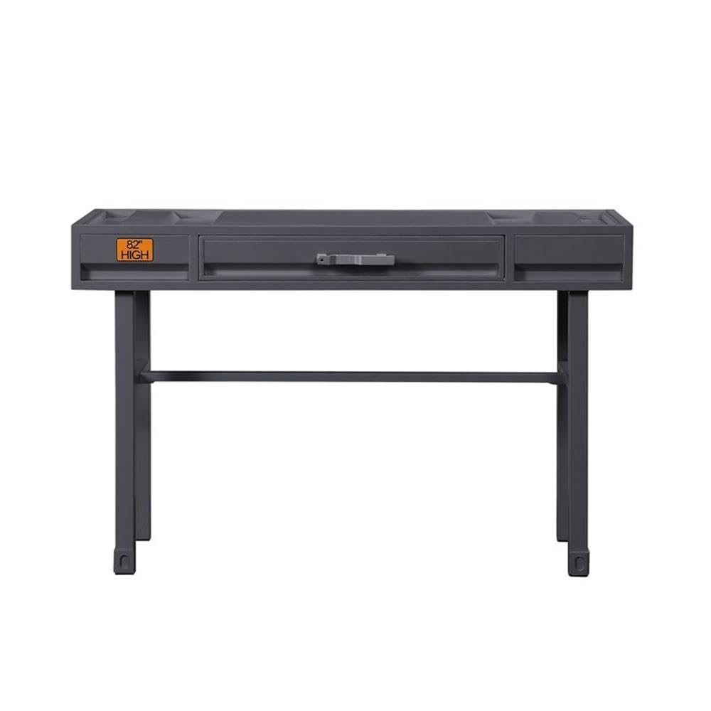 Acme Cargo Wood Vanity Desk in Gunmetal Gray - Modern Home Office & Bedroom Makeup Dressing Table - Perfect for Small Spaces & Apartment Living