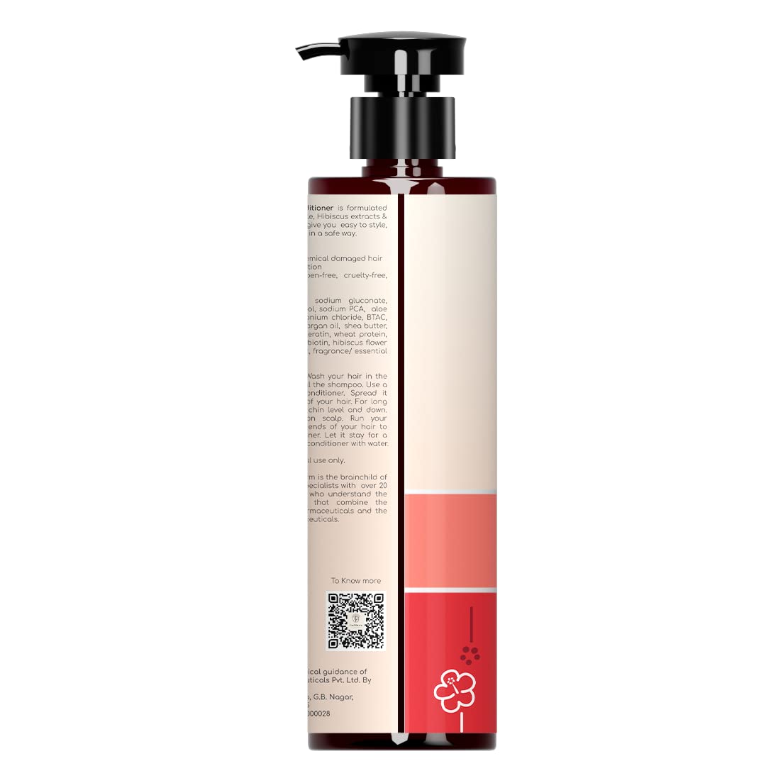 CosNDerm Keratin Apple & Hibiscus Hair Conditioner (300 ml) - Frizz Free, Smoothing Treatment for Men & Women - Perfect for Dry, Damaged Hair at Home or Salon Use
