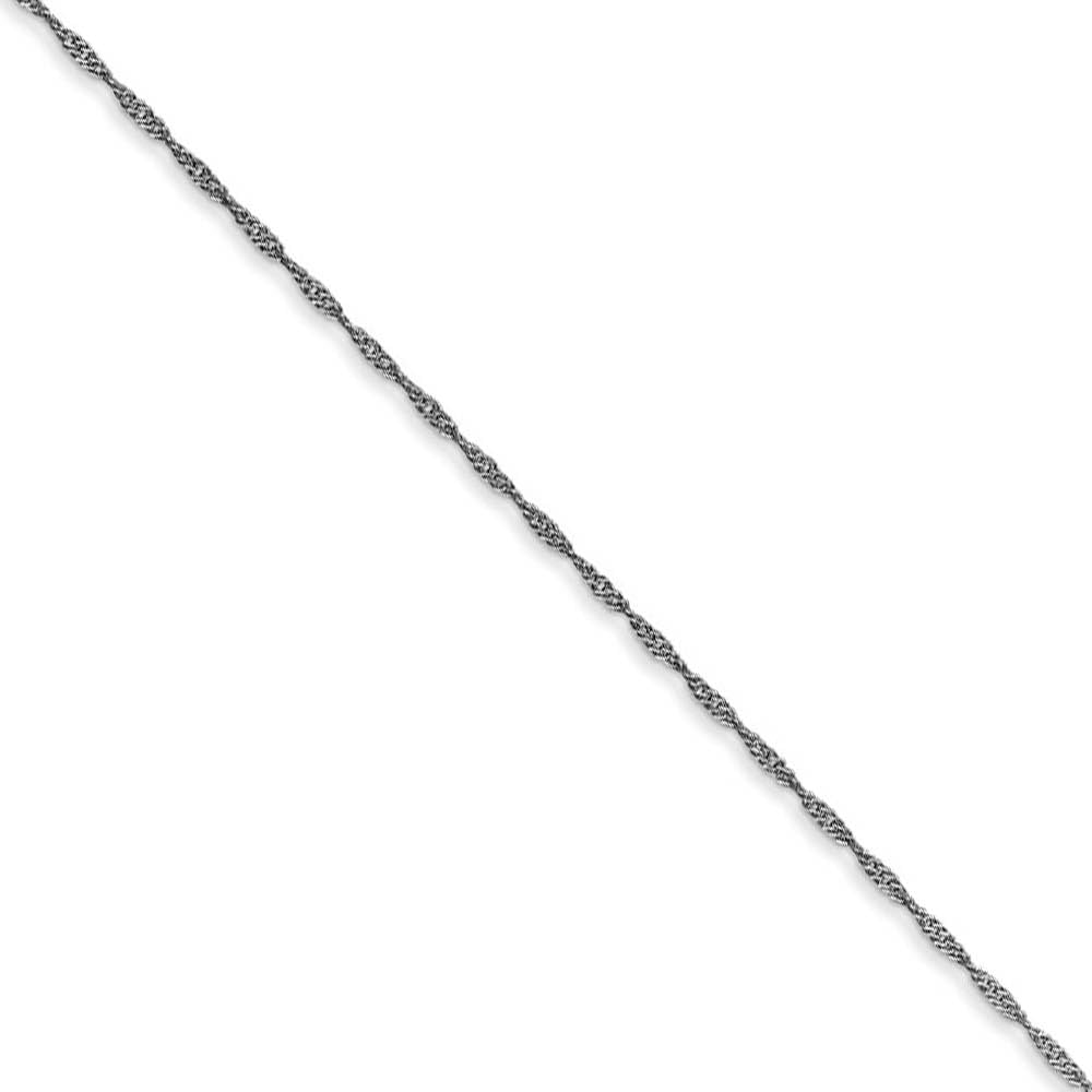 The Black Bow 1mm 14k White Gold Diamond Cut Singapore Chain Necklace - Perfect for Elegant Evenings & Special Occasions