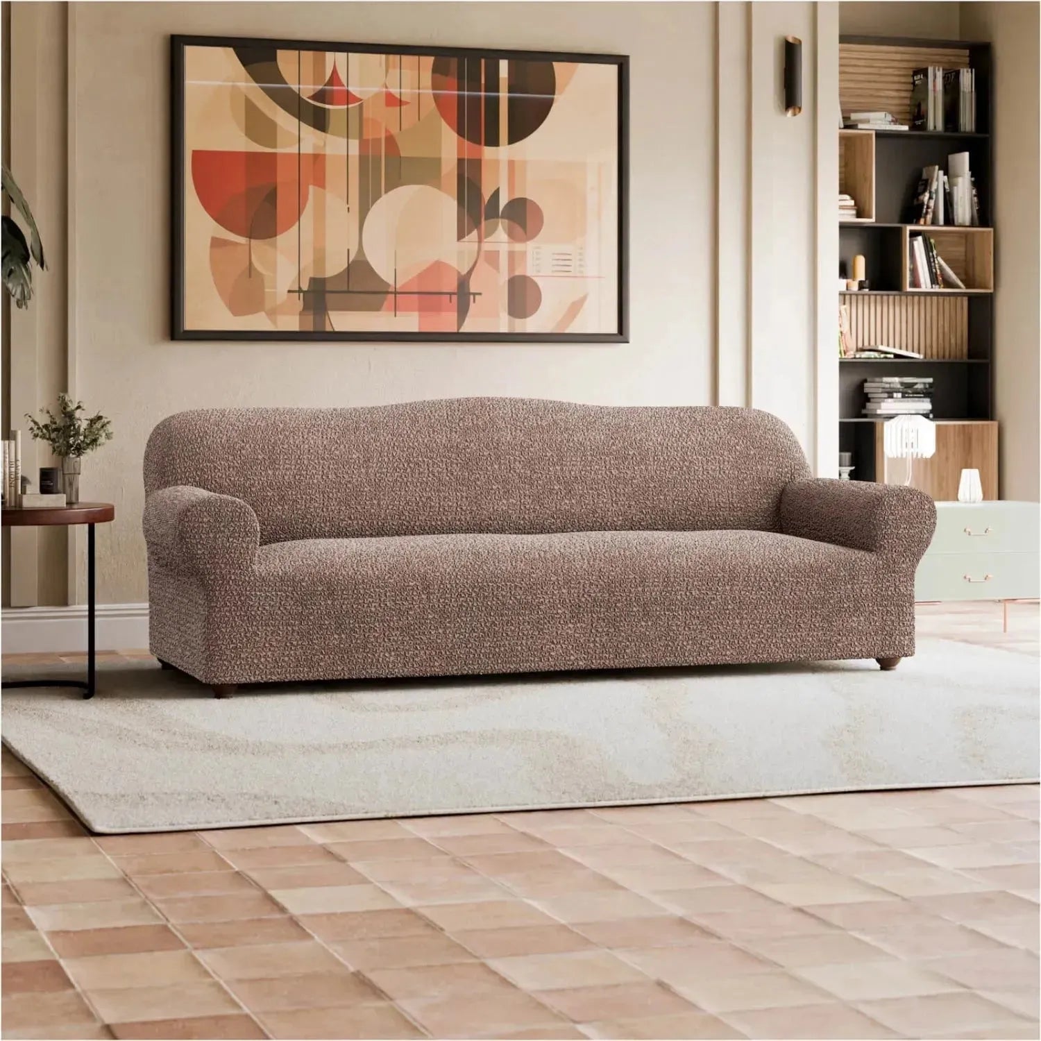 4-Seater Sofa Slipcover - Mille Righe Collection | Stretchable Furniture Protector for Living Room, Bedroom & Office | Easy Washable Couch Cover for Pets & Kids