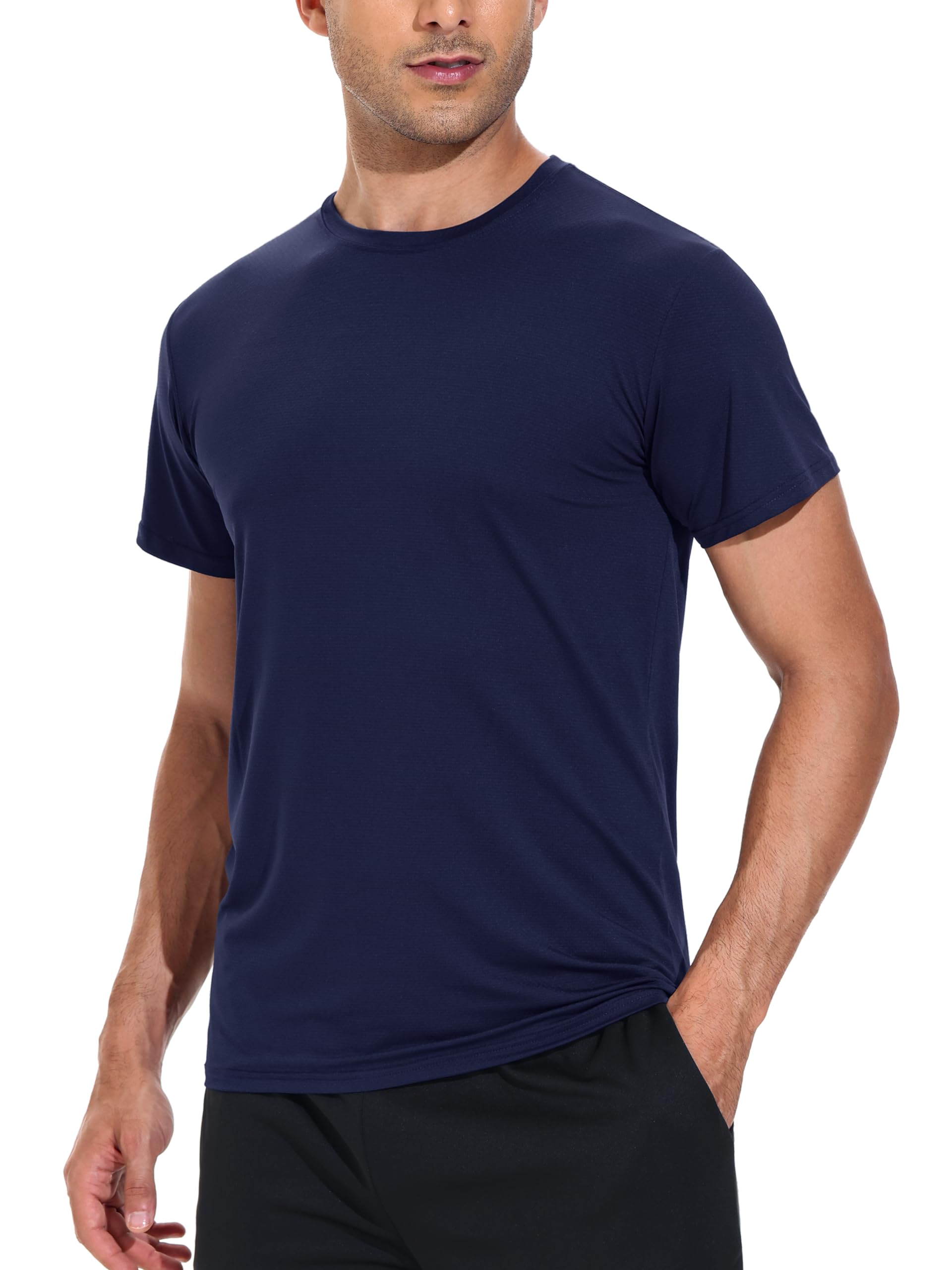 3 Pack Men's Dry Fit Moisture Wicking UPF 50+ Sun Protection Athletic T-Shirts - Gym, Running, Hiking & Outdoor Activities