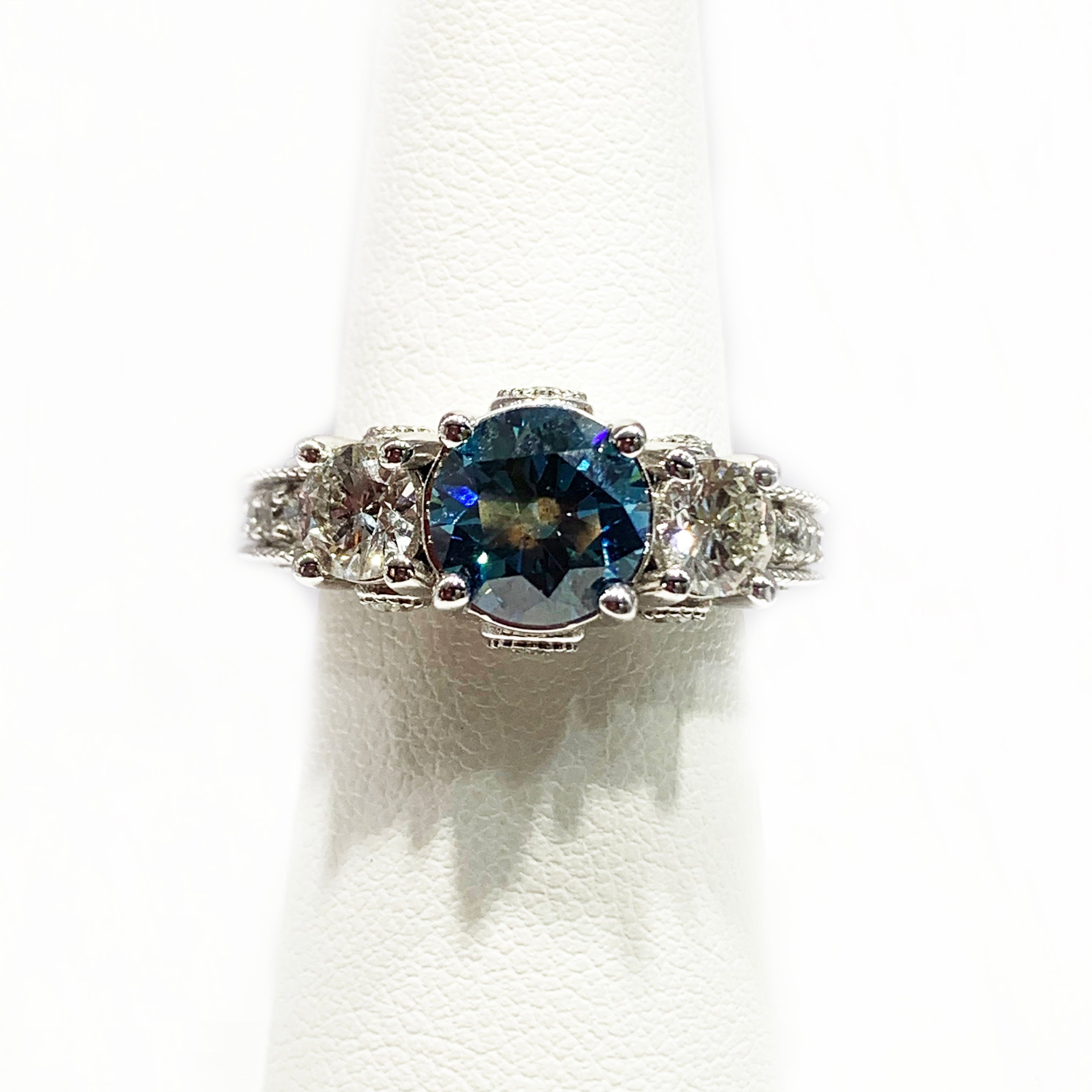 14K White Gold Blue Diamond Ring for Women - Elegant Solitaire Engagement & Wedding Band - Perfect for Proposals, Anniversaries & Special Occasions