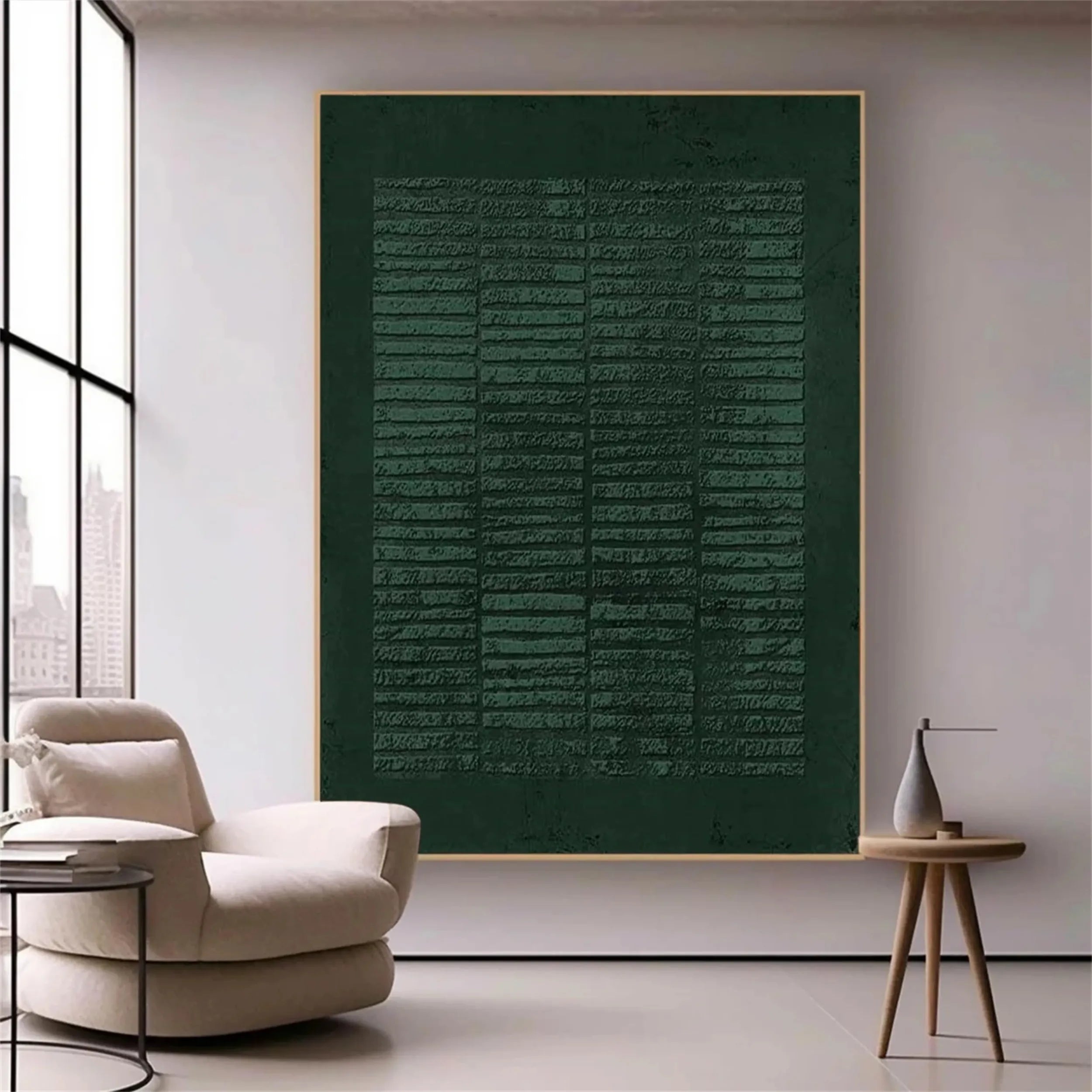 Blue & Green Abstract Wall Art Canvas Painting #BG026 - Modern Home Decor for Living Room, Bedroom & Office