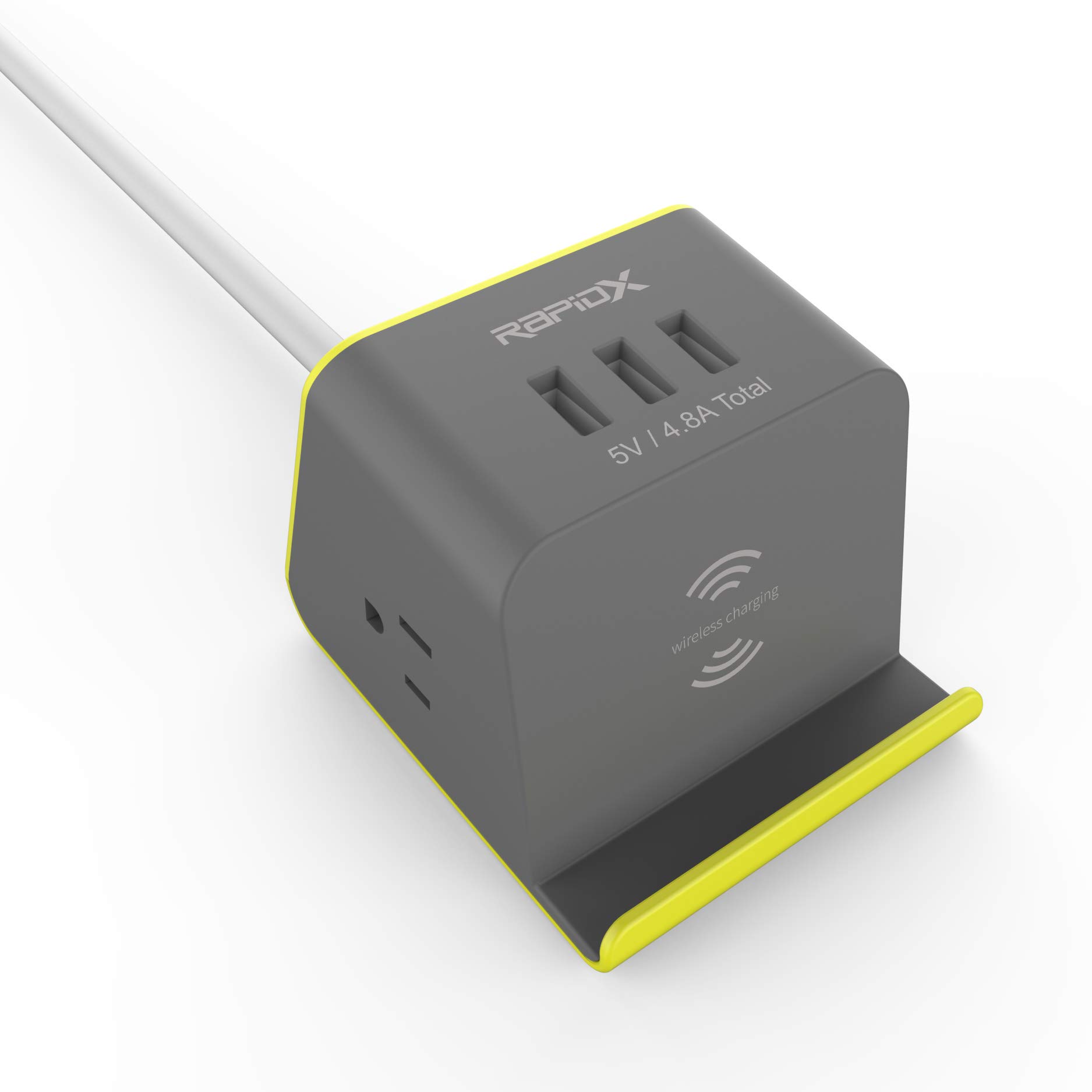 MyDesktop 29W Wireless Charging Stand with 3 USB Ports & 2 AC Outlets - Fast Charger for iPhone, Samsung, AirPods, iPad & Laptops - Perfect for Home, Office & Travel (Yellow)