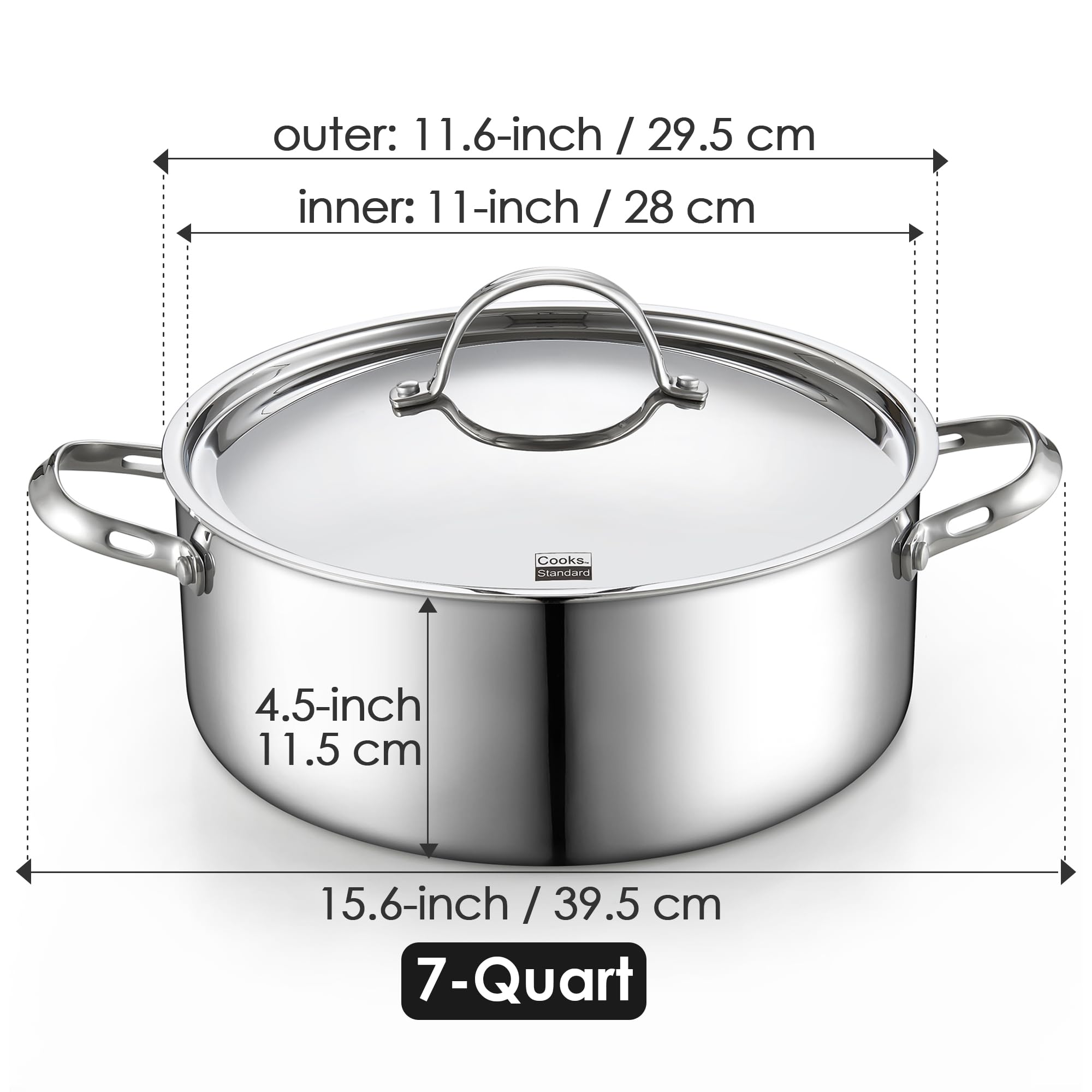 Premium 7-Quart Stainless Steel Stock Pot with Lid – Multi-Ply Clad Induction Cookware for Pasta, Canning & Dutch Oven Cooking – Ideal for Home Chefs & Professional Kitchens