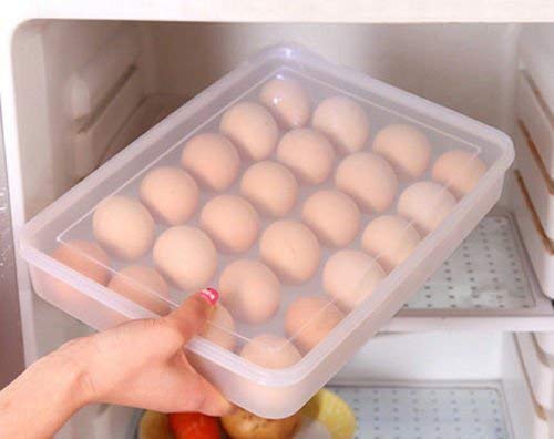 FYCAN 24 Grid Stackable Plastic Egg Storage Container for Refrigerator - 30x23x5cm Egg Tray Organizer for Kitchen, Fridge - Perfect for Farm Fresh Eggs, Meal Prep & Space Saving Storage (1 Pack)