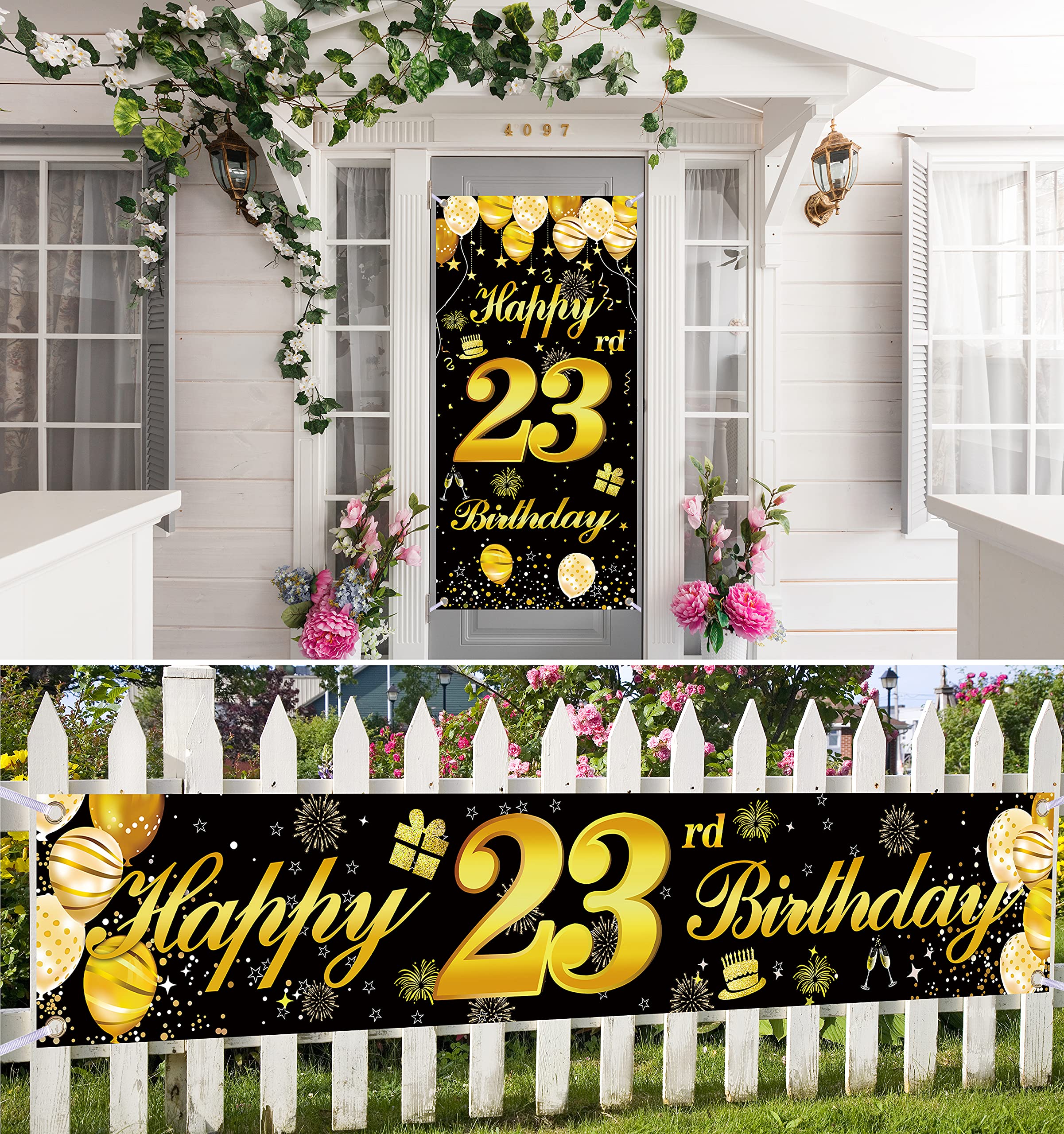 23rd Happy Birthday Banner - Premium Birthday Decorations for Men - Party Backdrop & Door Decor - Perfect for Birthday Parties, Celebrations & Events