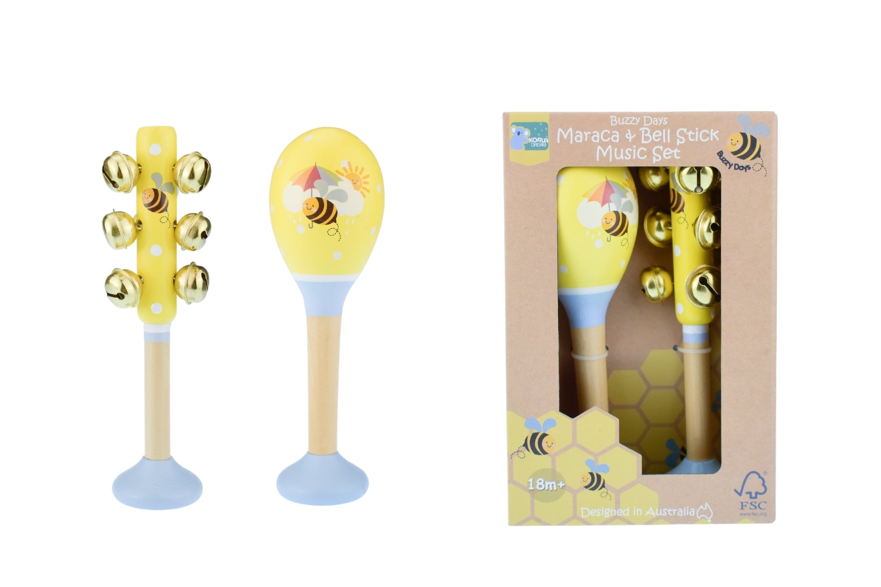 Buzzy Days Jumbo Wooden Jingle Bell Shaker & Maraca Music Set - Premium Musical Instruments for Kids & Adults - Perfect for Christmas, Classroom, Parties & Music Therapy