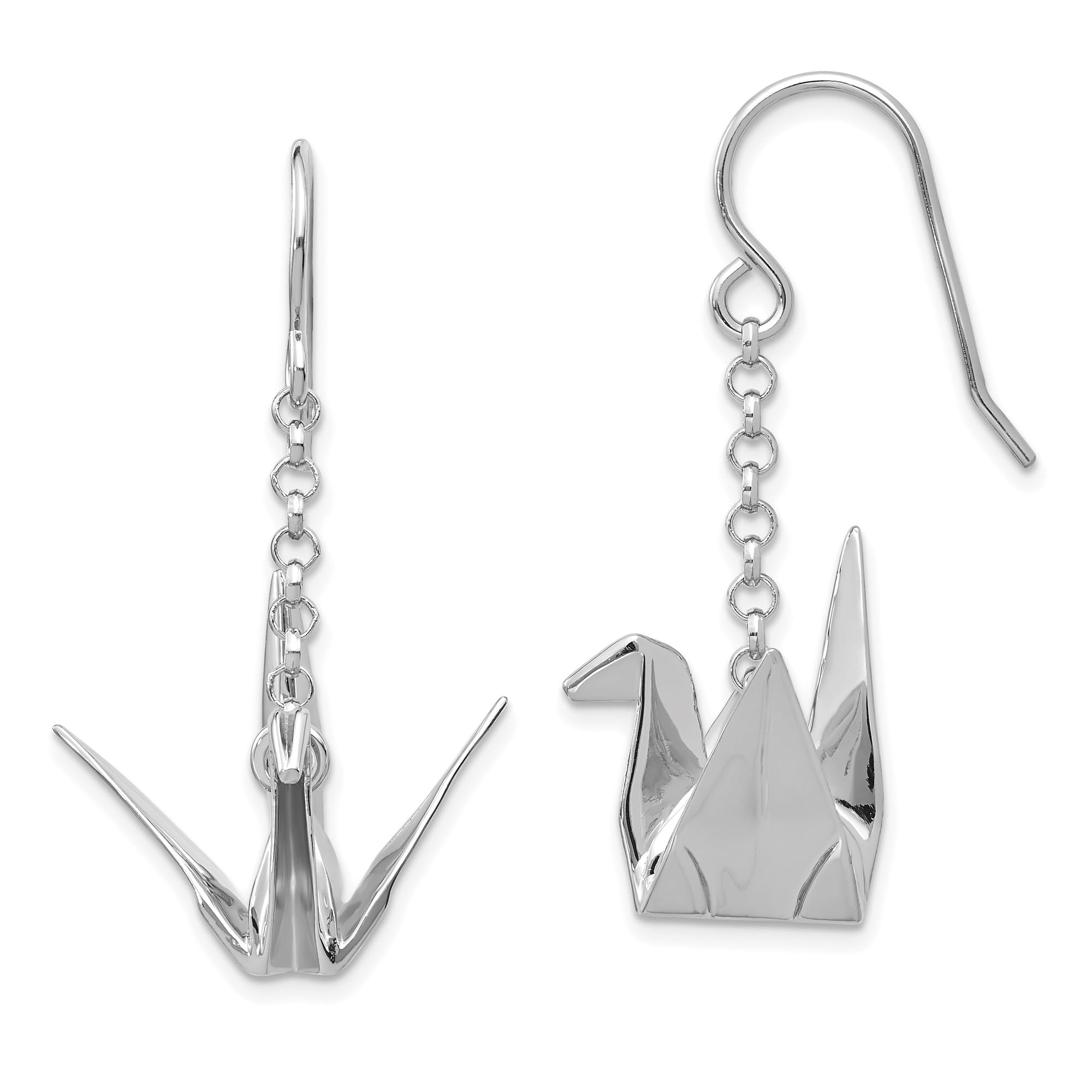 925 Sterling Silver Origami Crane Drop Dangle Earrings - Handmade Japanese Style Jewelry for Women - Perfect for Weddings, Parties & Special Occasions