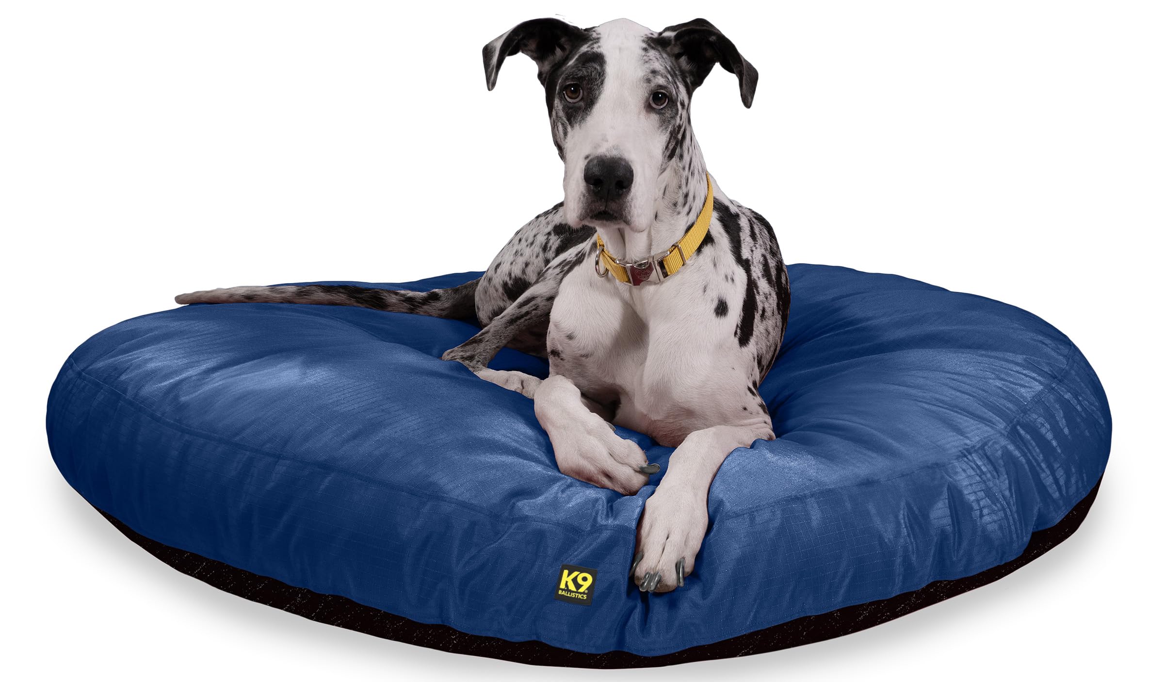 K9 Ballistics Chew-Resistant Round Dog Bed - Waterproof, Washable, Durable Nesting Pillow for Active Dogs - XL Size, Blue Quartz - Perfect for Playful Dogs & Indoor/Outdoor Use