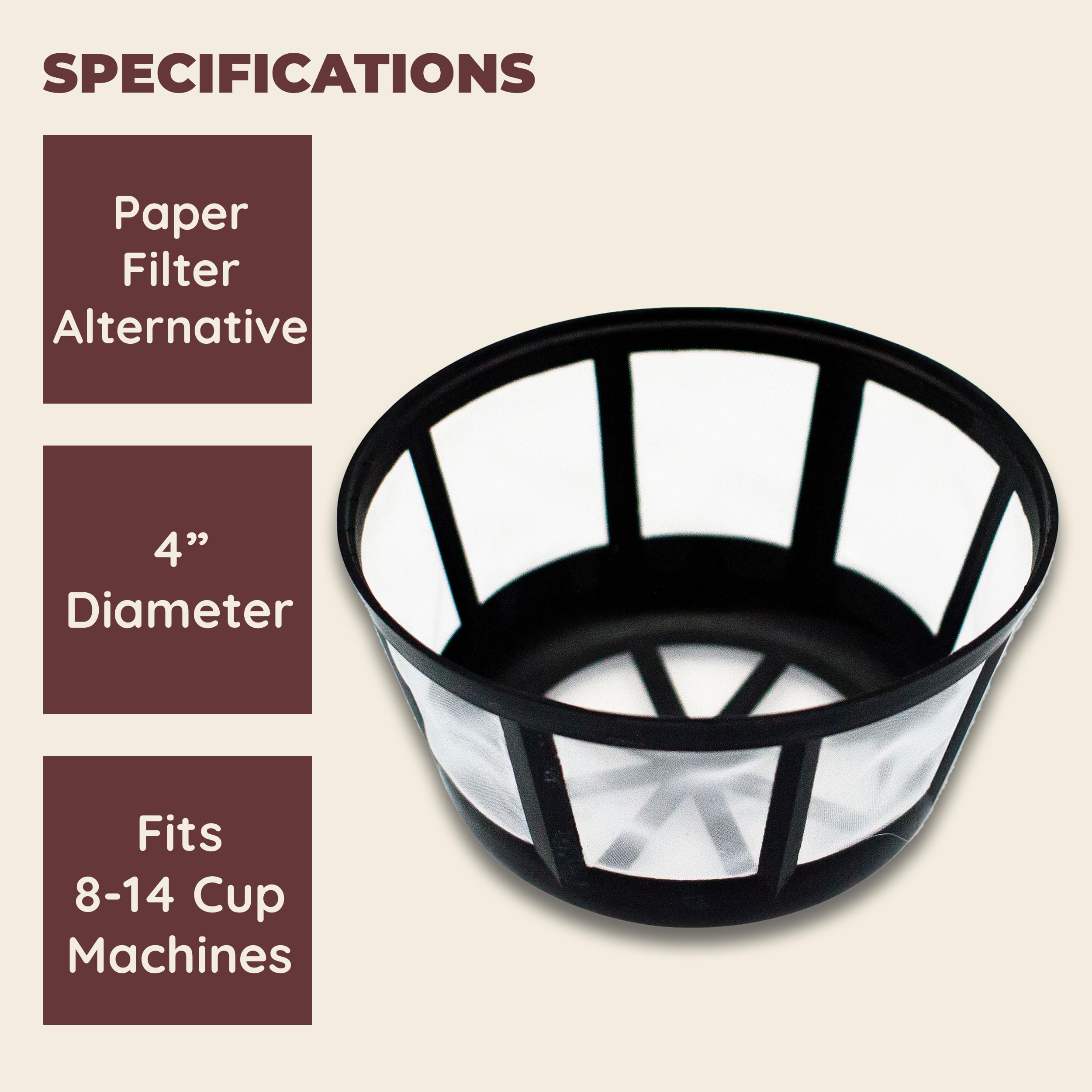 Reusable Coffee Filter Basket - Fits Most Coffee Makers (Mr. Coffee, Black & Decker, Regal, Procter Silex) | Eco-Friendly & Durable | Perfect for Home, Office & Camping Brewing