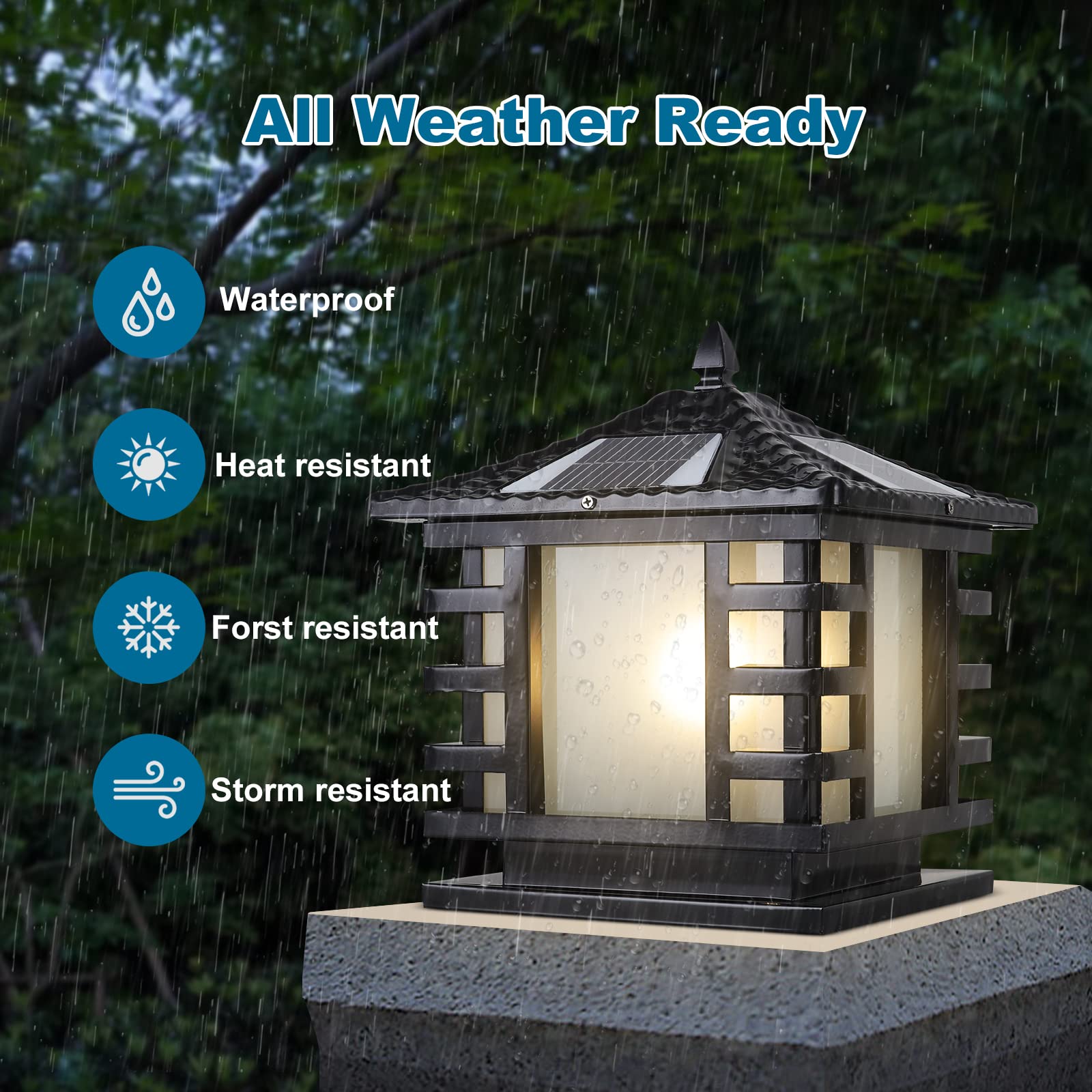 Solar Outdoor Post Lights - IP65 Waterproof Aluminum Pillar Lights with Remote Control for Fence, Deck & Patio | Durable Courtyard Column Lighting for Garden, Pathway & Driveway Decoration