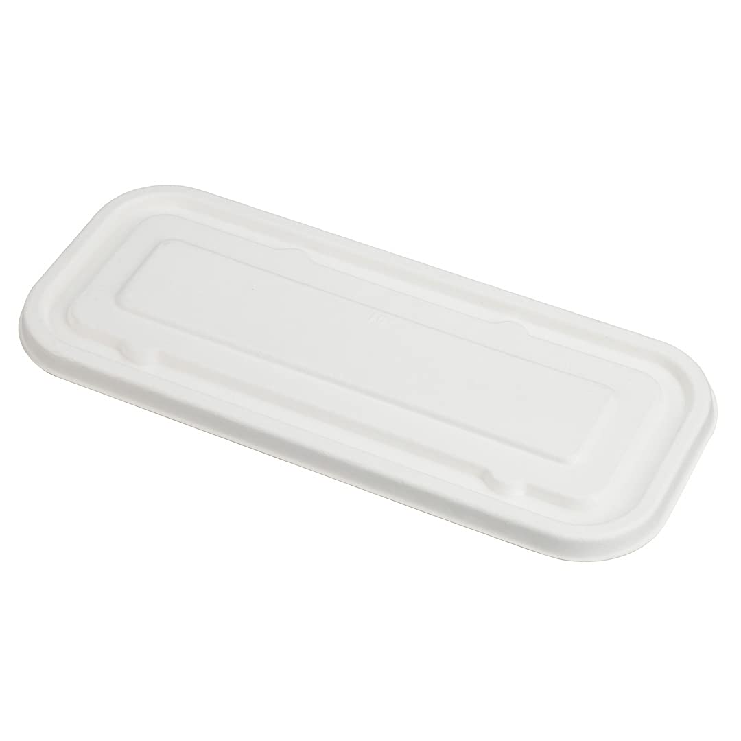 9.1 Inch Disposable Lids - 100 Pack Sustainable Bagasse To-Go Container Lids | Microwave & Freezer Safe, Grease-Resistant, Eco-Friendly White Lids (Containers Sold Separately) - Perfect for Restaurants, Cafes, Food Trucks & Takeout Services