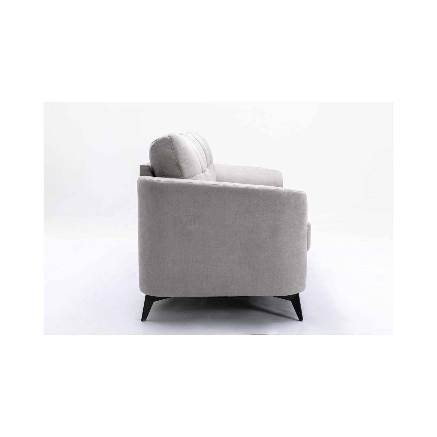 Lilola Home Callie Light Gray Velvet Fabric Sofa - Modern Velvet Couch for Living Room, Lounge & Apartment | Soft Comfortable Sectional Sofa for Home Decor