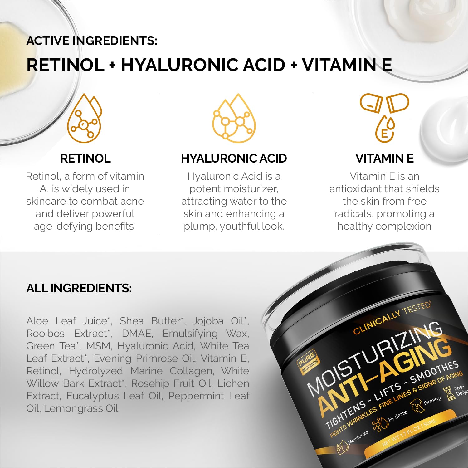 Best Anti-Aging Face Cream for Men - Collagen, Retinol & Hyaluronic Acid Moisturizer - Day & Night Wrinkle Cream - 1.7 oz Men's Skincare - Perfect for Daily Hydration & Reducing Fine Lines