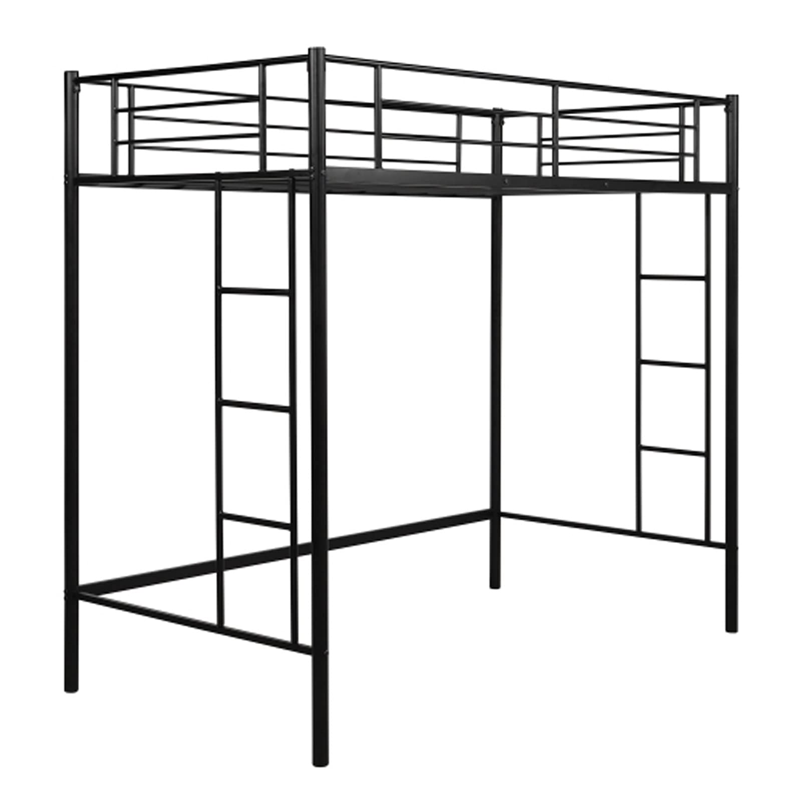 Twin Loft Bed with Sturdy Metal Frame & Safety Guard Rails - Space Saving Bunk Bed for Small Bedrooms, Dorms & Kids Rooms (Black) - Perfect for Studio Apartments, College Dorms & Shared Kids' Bedrooms