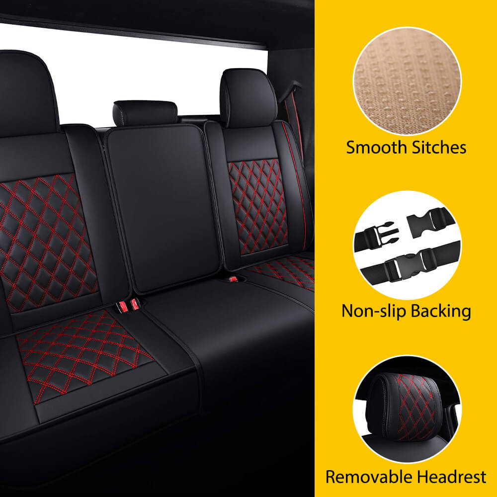 Premium Ford F150 F250 F350 F450 Leather Seat Covers Full Set (5-Piece) - Compatible with 2009-2022 F150 & 2017-2022 F250/F350/F450 - Luxury Protection & Style Upgrade for Truck Interior
