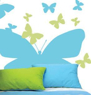 Butterfly Headboard Mural Wall Decal - Elegant Floral Bedroom Decor for Girls Room, Nursery, Dorm - Self-Adhesive Peel and Stick Wall Art for Home Decor