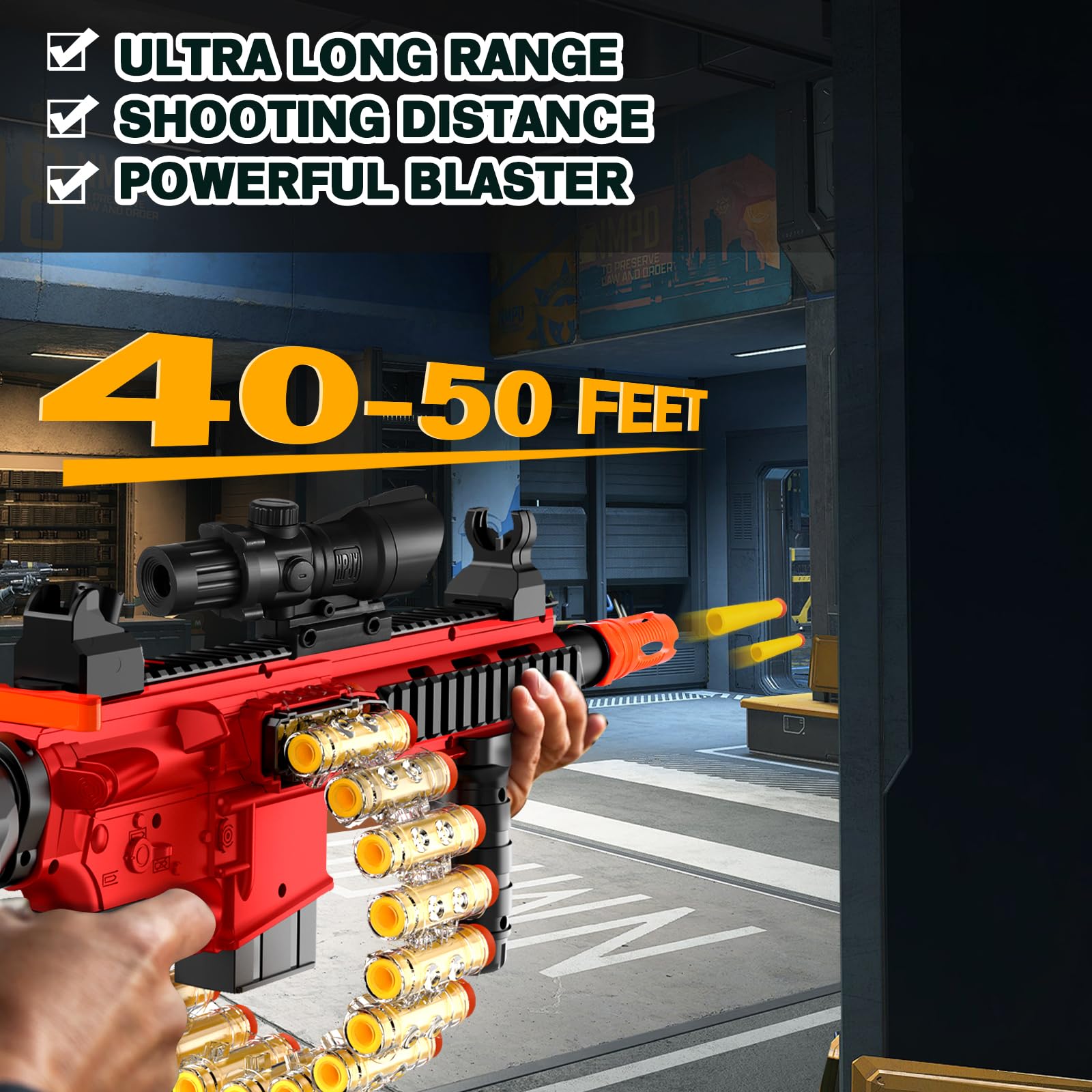 Electric Foam Blaster Toy Gun - Automatic Soft Bullet Sniper Rifle with Scope | Nerf-Compatible Darts | Safe Foam Machine Gun for Boys Ages 8-12 | Outdoor Play, Birthday Gifts & Nerf War Battles