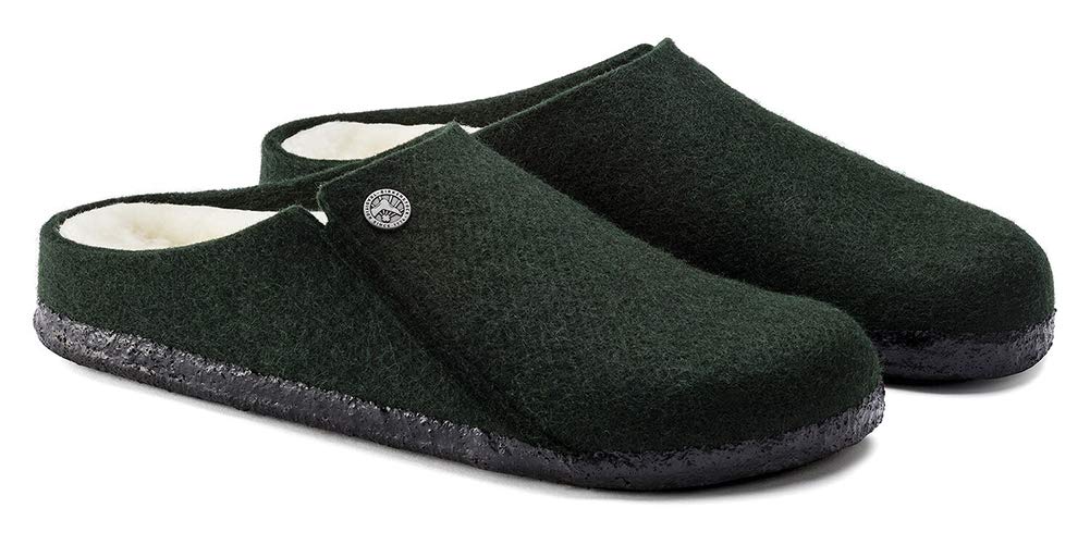 Birkenstock Women's Zermatt Wool Felt Shearling Slippers - Cozy Winter House Shoes for Women, Forest Green, Size 37 EU (US 6.5-7) | Perfect for Indoor Comfort, Lounge Wear & Cold Weather Warmth