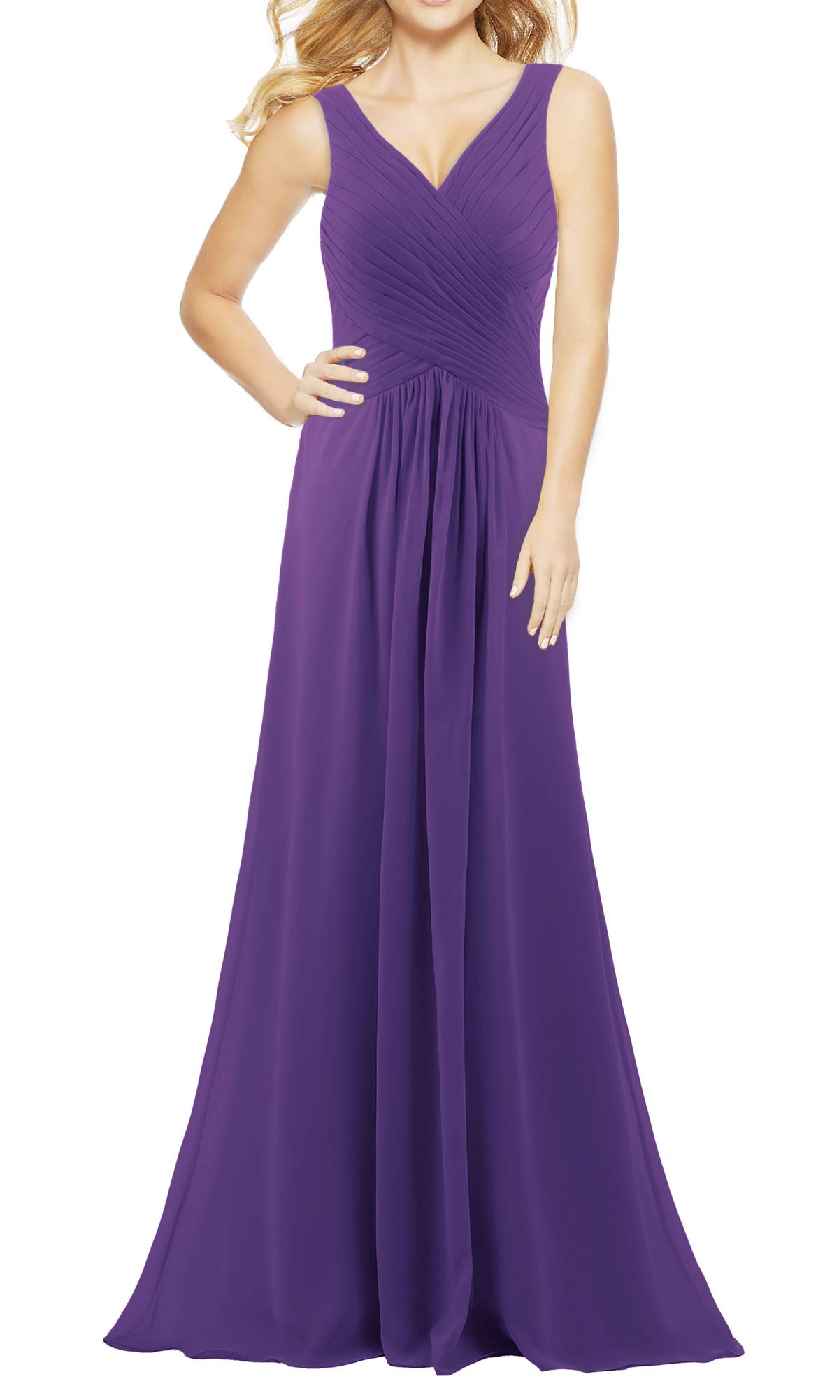 Elegant V-Neck Sleeveless Long Bridesmaid Dress for Women - 2023 Fall Formal Wedding Guest Evening Party Gown | Perfect for Weddings, Galas, and Special Occasions