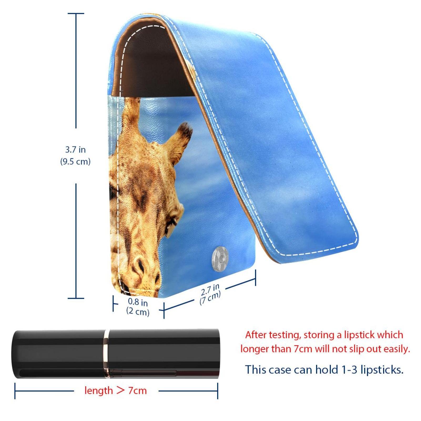 Personalized Lipstick Case - Portable Makeup Bag & Cosmetic Pouch Organizer with Blue Sky Giraffe Design | Perfect for Travel, Daily Use & Gift Giving