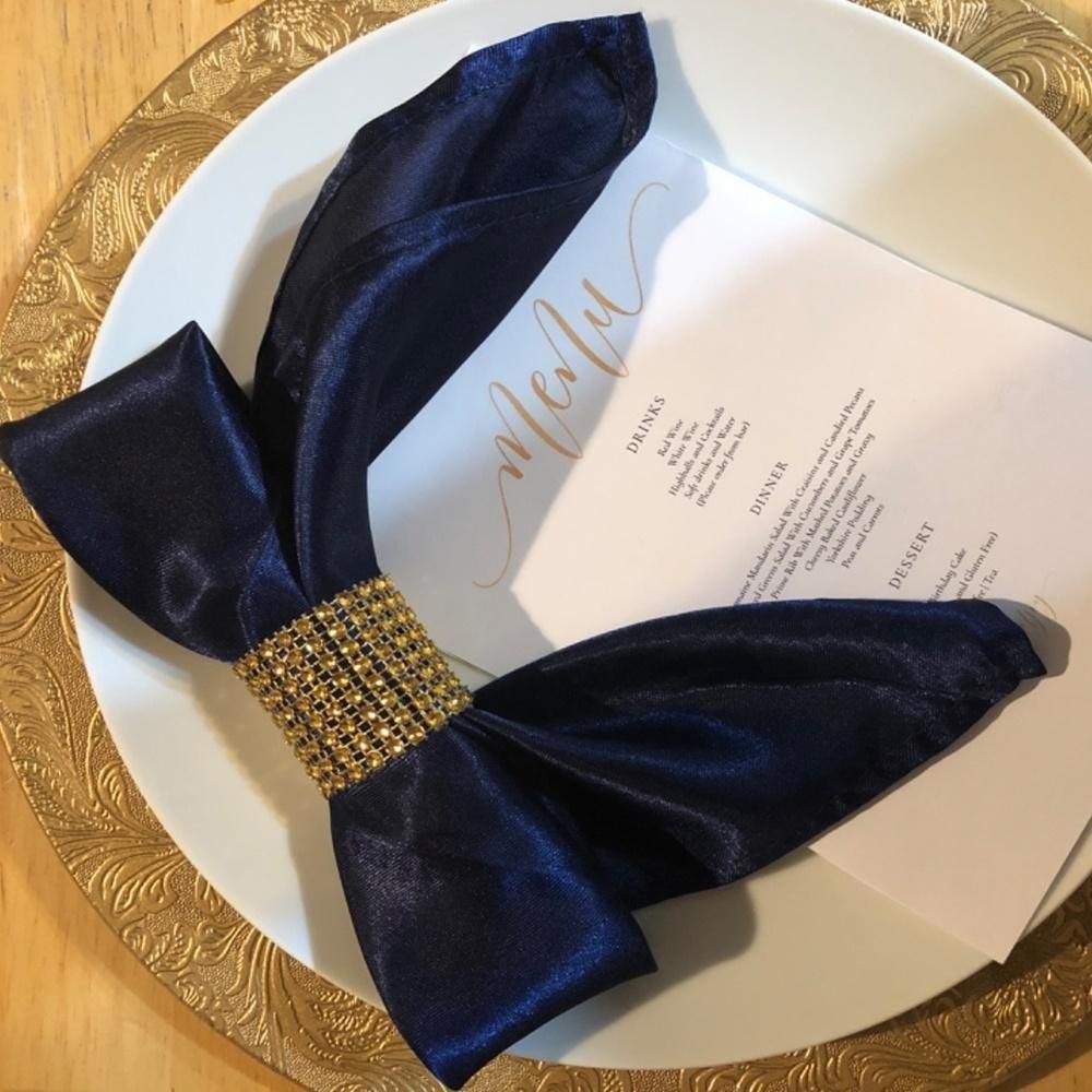 50-Pack Navy Blue Satin Dinner Napkins 20 Inch - Elegant Wedding, Party, Reception & Restaurant Table Linens - Perfect for Formal Dining, Holiday Gatherings & Home Decor